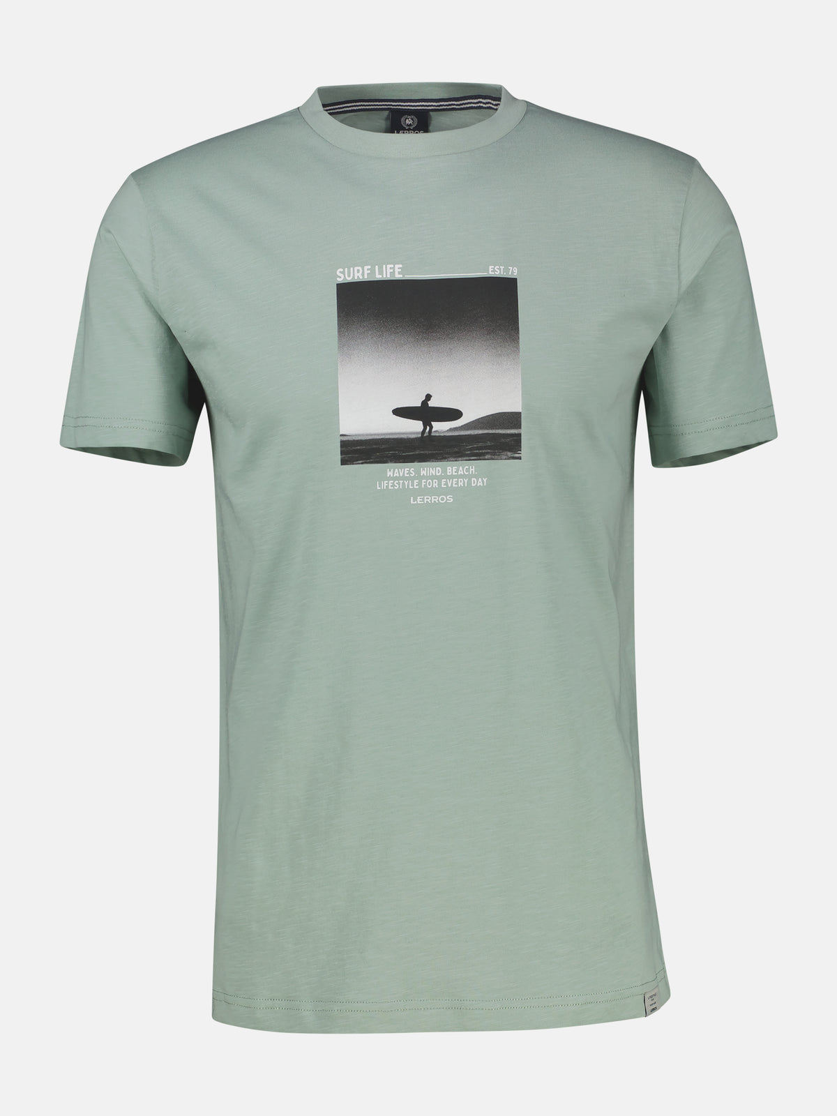 Sportliches T-Shirt mit Surfer-Motiv-Print, reine Baumwolle - T-Shirt Rundhals
