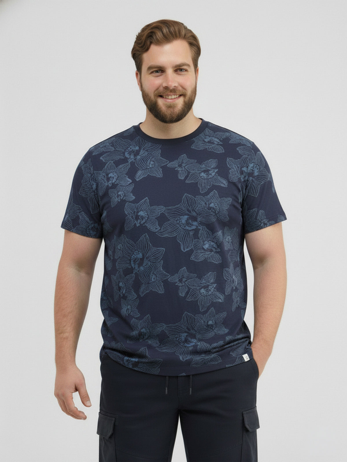 Floral bedrucktes T-Shirt in Jersey-Qualität, große Größen - T-Shirt Rundhals