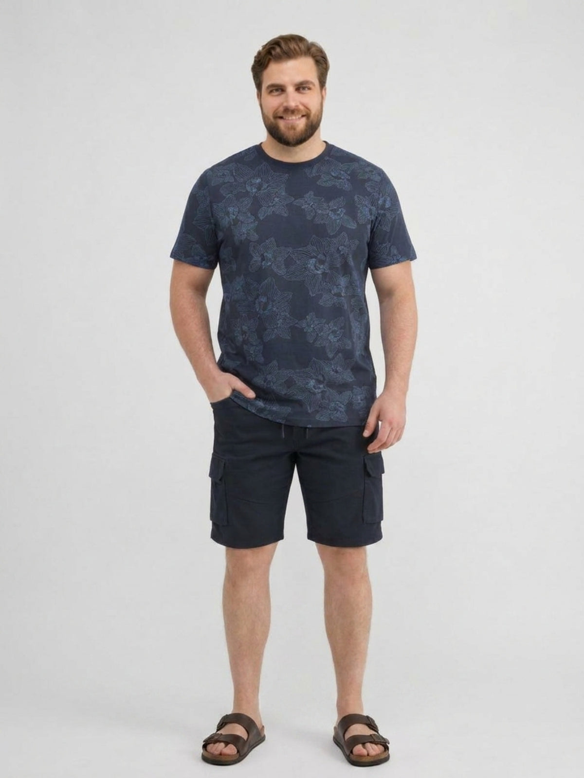 Floral bedrucktes T-Shirt in Jersey-Qualität, große Größen - T-Shirt Rundhals