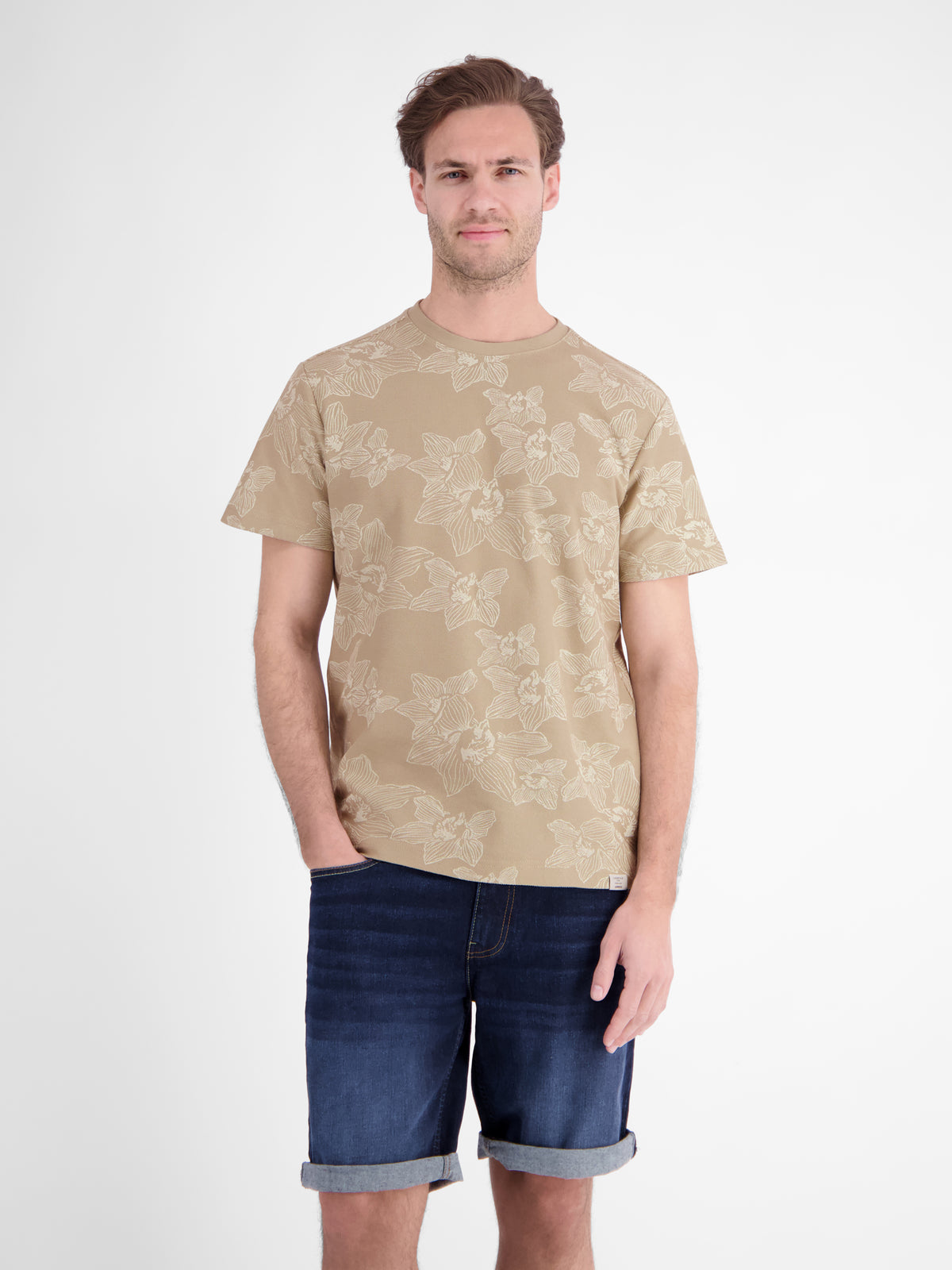 T-Shirt mit floralem Print und O-Neck in Jersey-Qualität - T-Shirt Rundhals