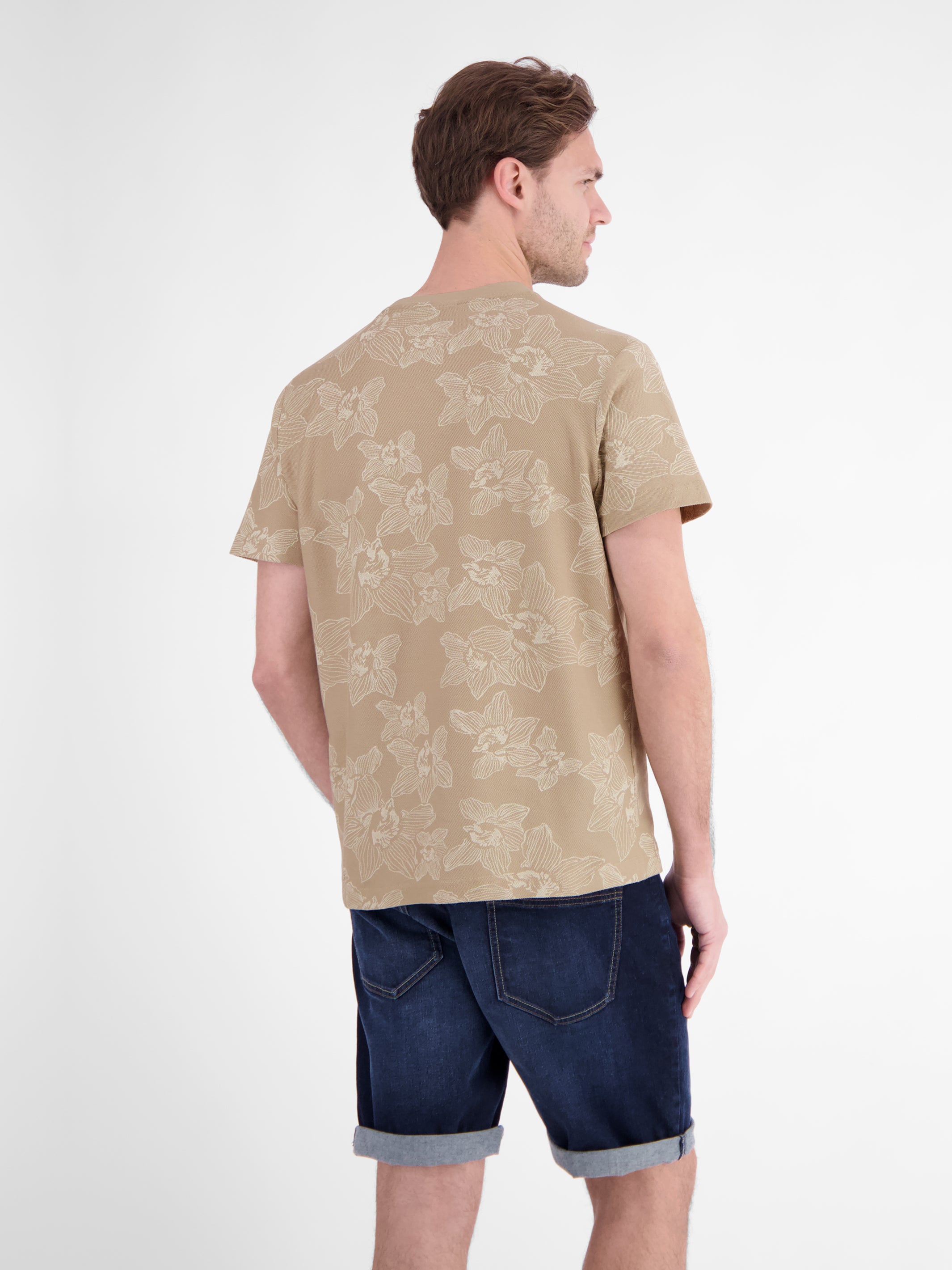 T-Shirt mit floralem Print und O-Neck in Jersey-Qualität - T-Shirt Rundhals