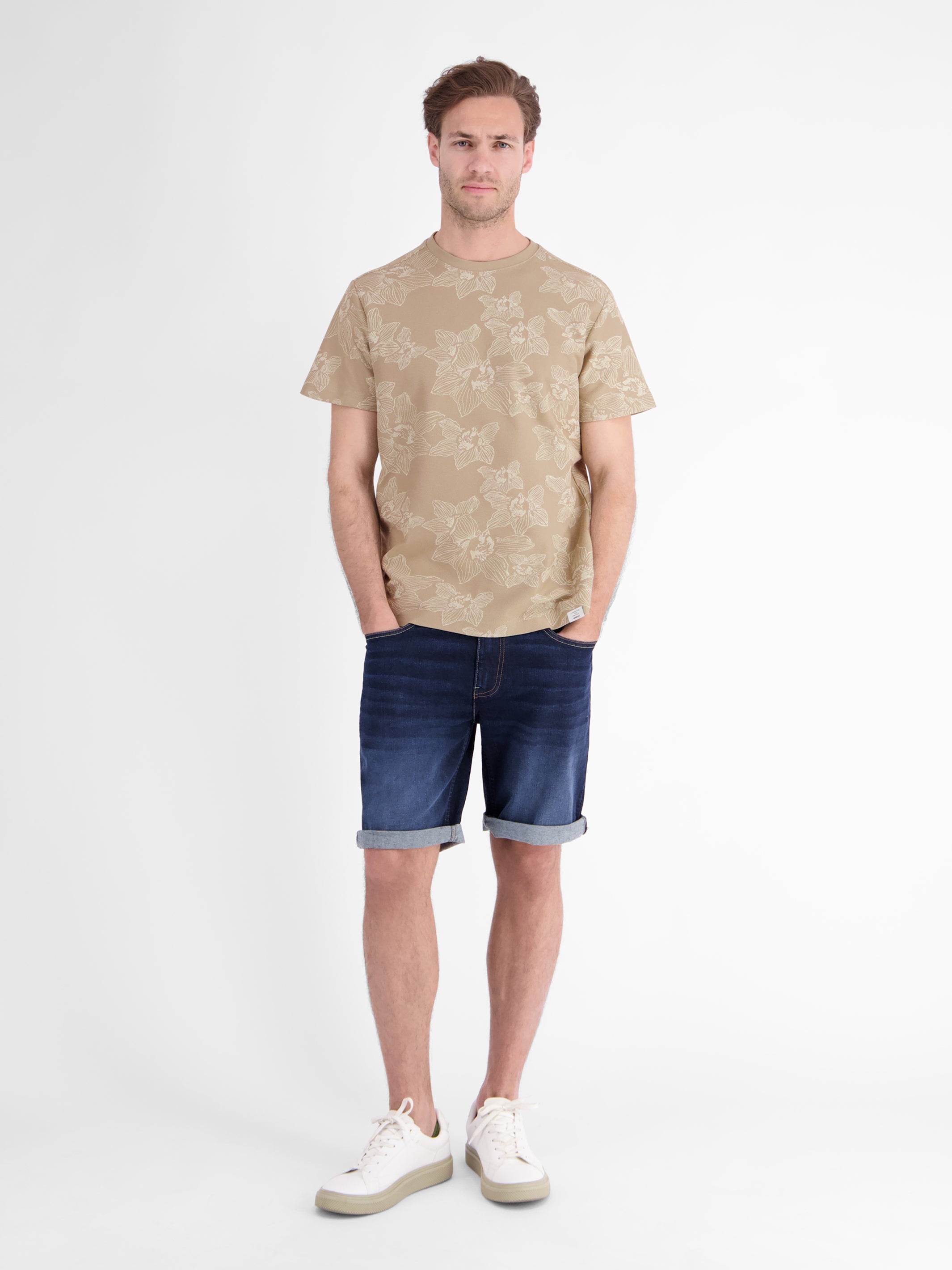 T-Shirt mit floralem Print und O-Neck in Jersey-Qualität - T-Shirt Rundhals