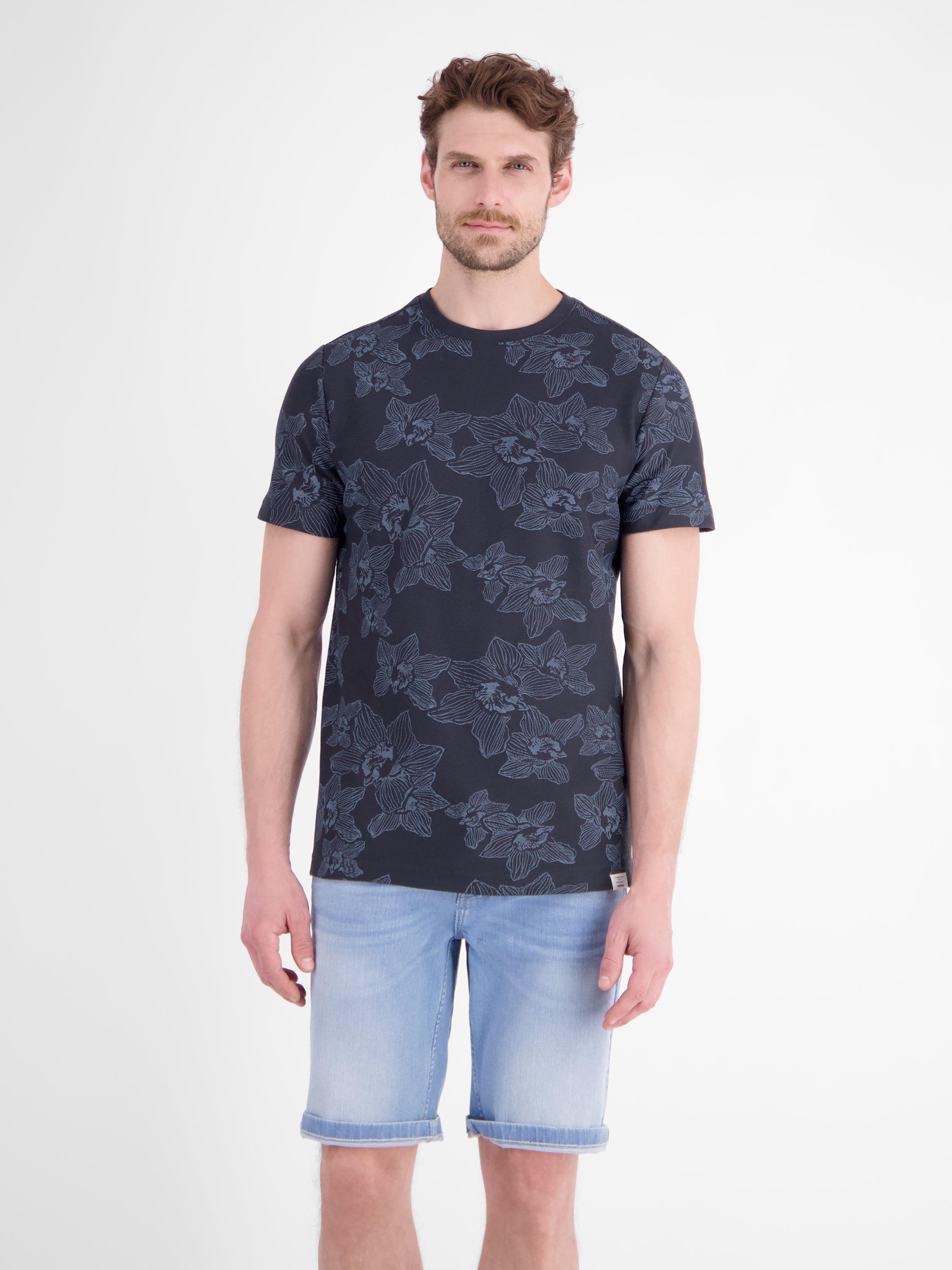 T-Shirt mit floralem Print und O-Neck in Jersey-Qualität - T-Shirt Rundhals
