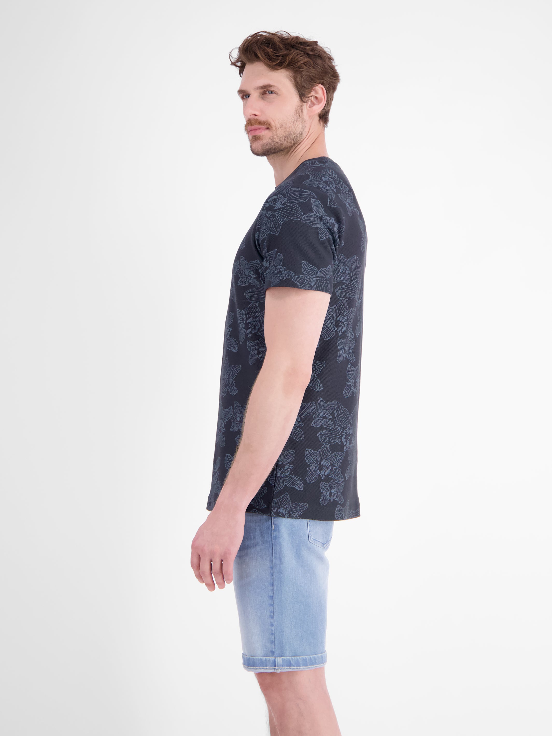 T-Shirt mit floralem Print und O-Neck in Jersey-Qualität - T-Shirt Rundhals