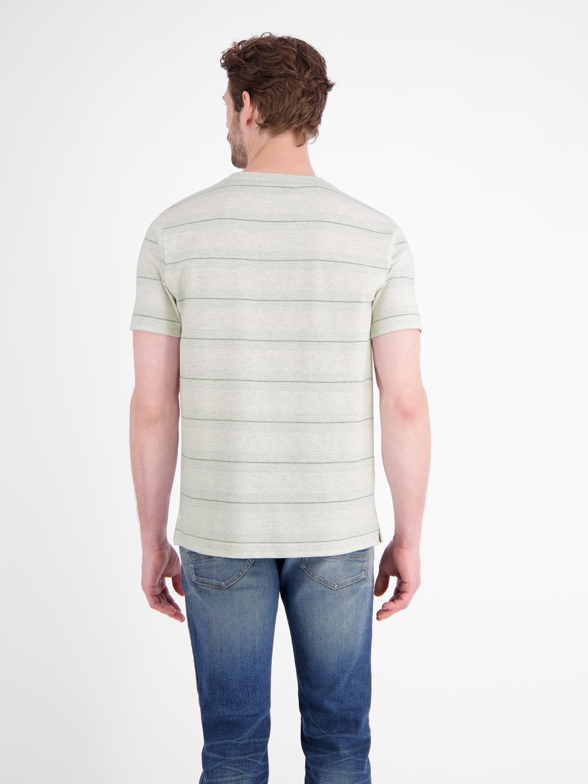 T-Shirt in Piquéqualität mit dezenten Querstreifen - T-Shirt Rundhals