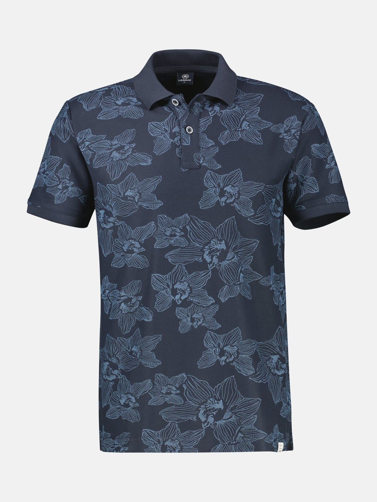 Poloshirt mit floralem Allover-Print und Flachstrickkragen - Polo Shirt Kurzarm