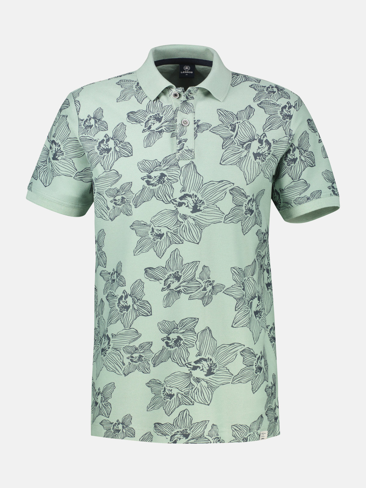Poloshirt mit floralem Allover-Print und Flachstrickkragen - Polo Shirt Kurzarm
