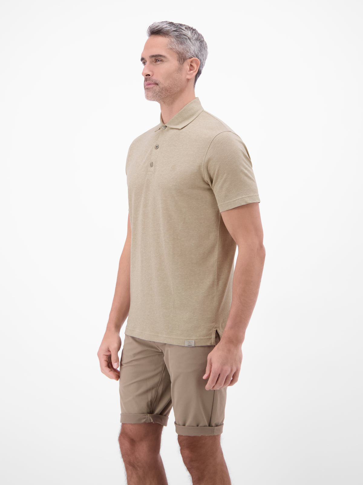 Poloshirt aus Baumwoll-Leinen-Mix in moderner 2-Tone-Optik - Polo Shirt Kurzarm