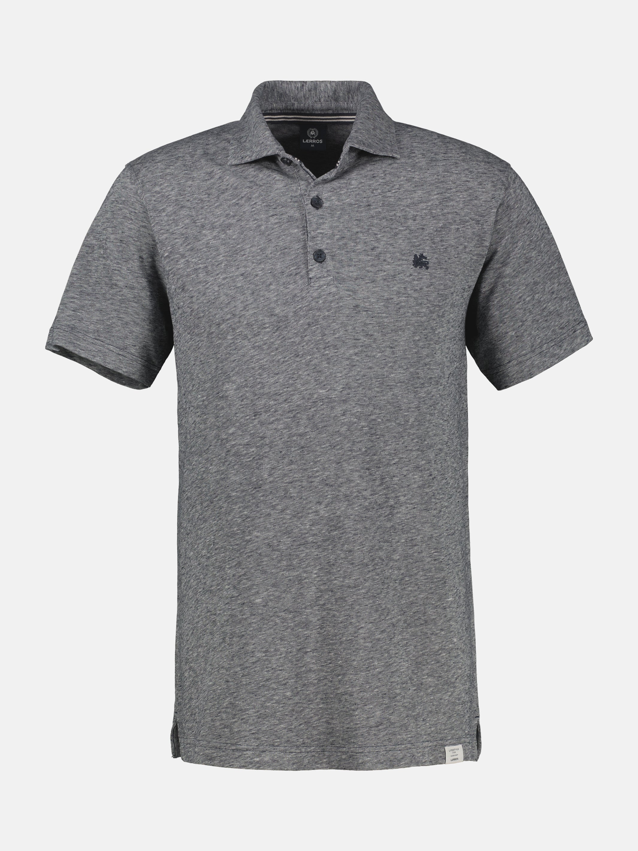 Poloshirt aus Baumwoll-Leinen-Mix in moderner 2-Tone-Optik - Polo Shirt Kurzarm