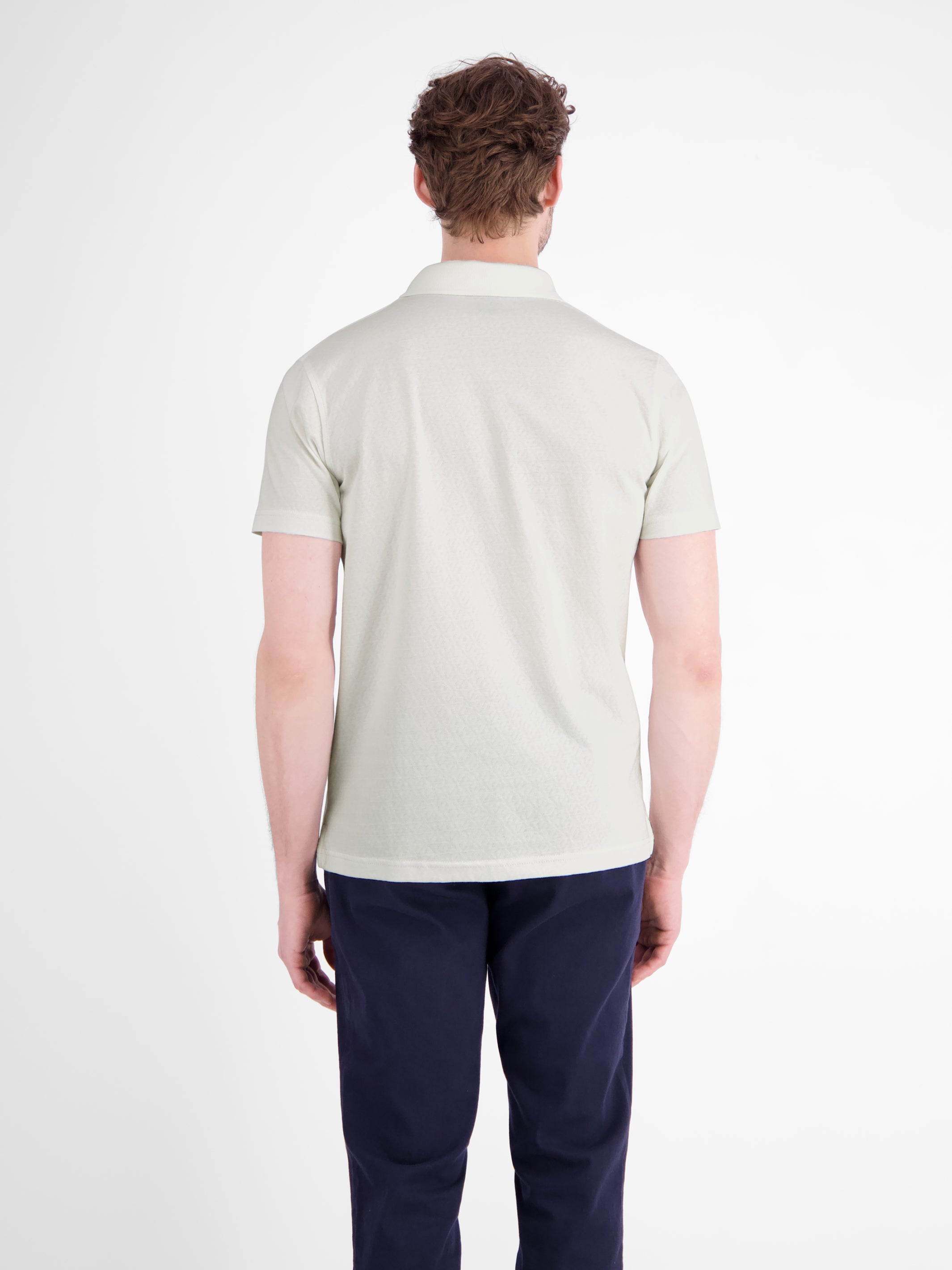Modernes Poloshirt mit Jaquard-Muster und knopflosem Kragen - Polo Shirt Kurzarm