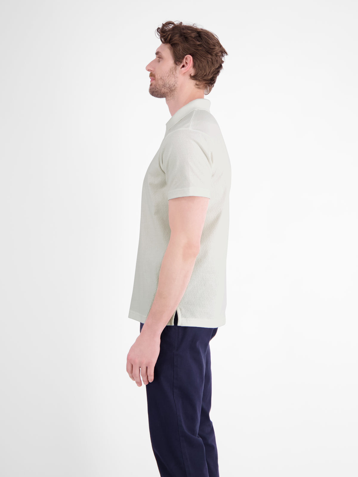 Modernes Poloshirt mit Jaquard-Muster und knopflosem Kragen - Polo Shirt Kurzarm