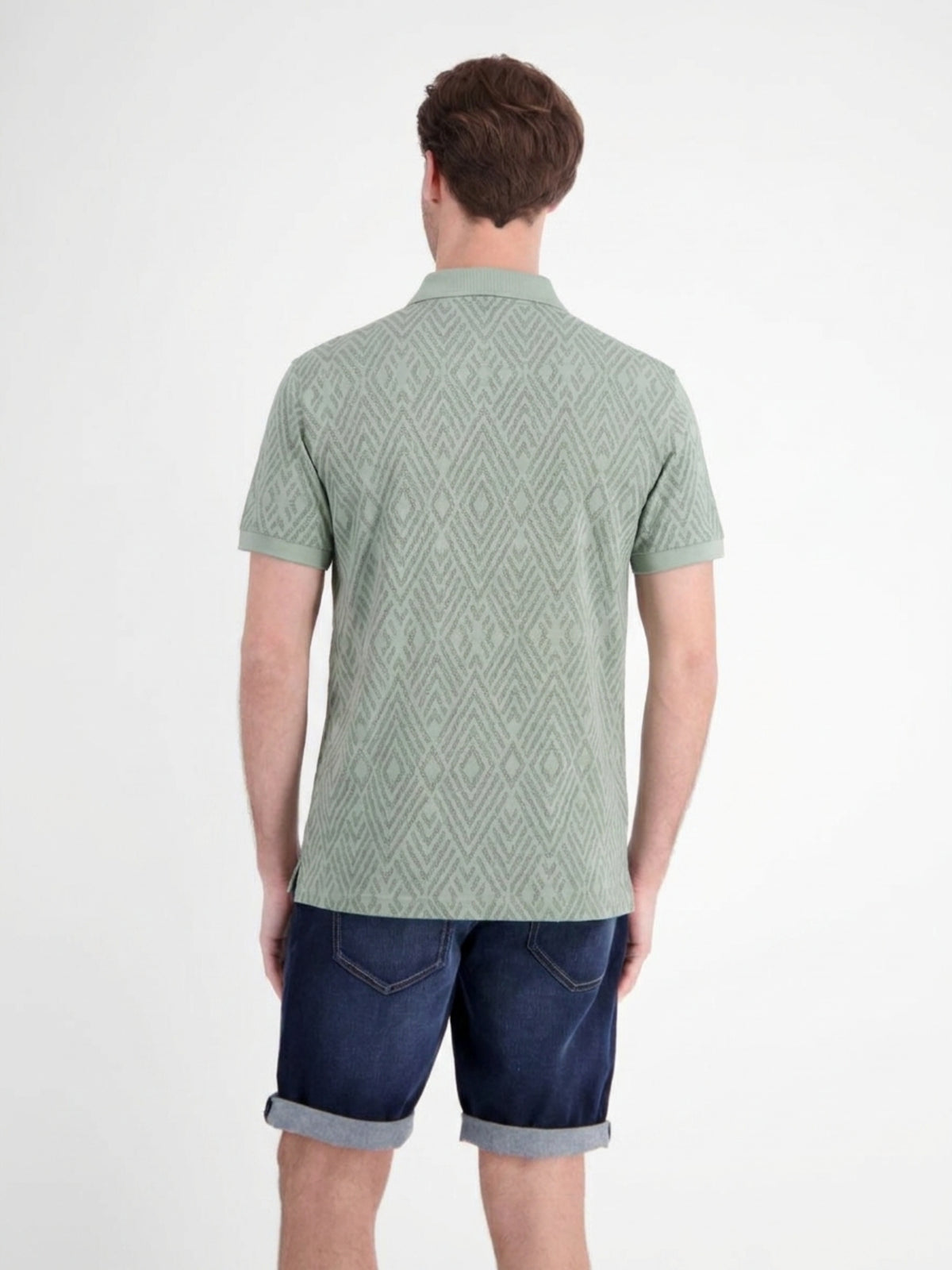 Poloshirt mit rautenförmigem Jacquard-Muster in 2-Tone-Optik