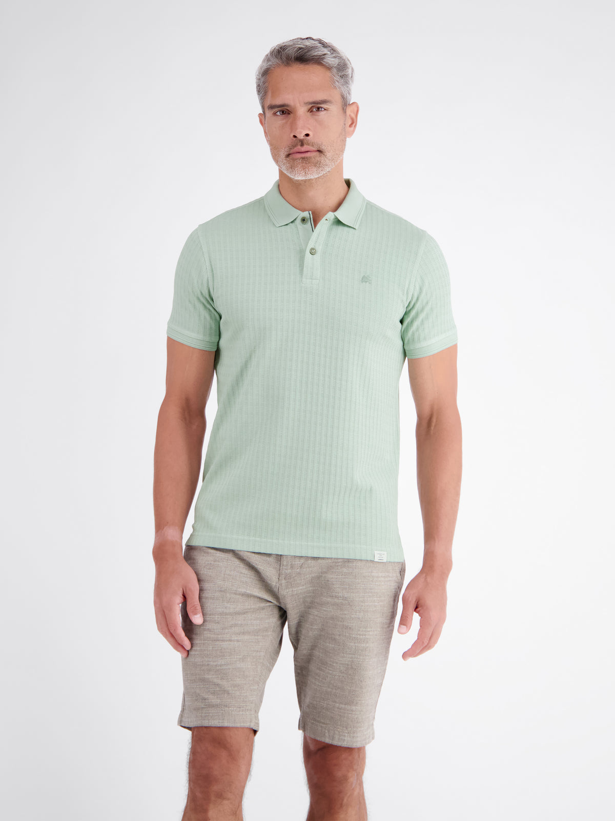 Poloshirt aus Jacquard mit Waffelstruktur in Vintage-Optik
