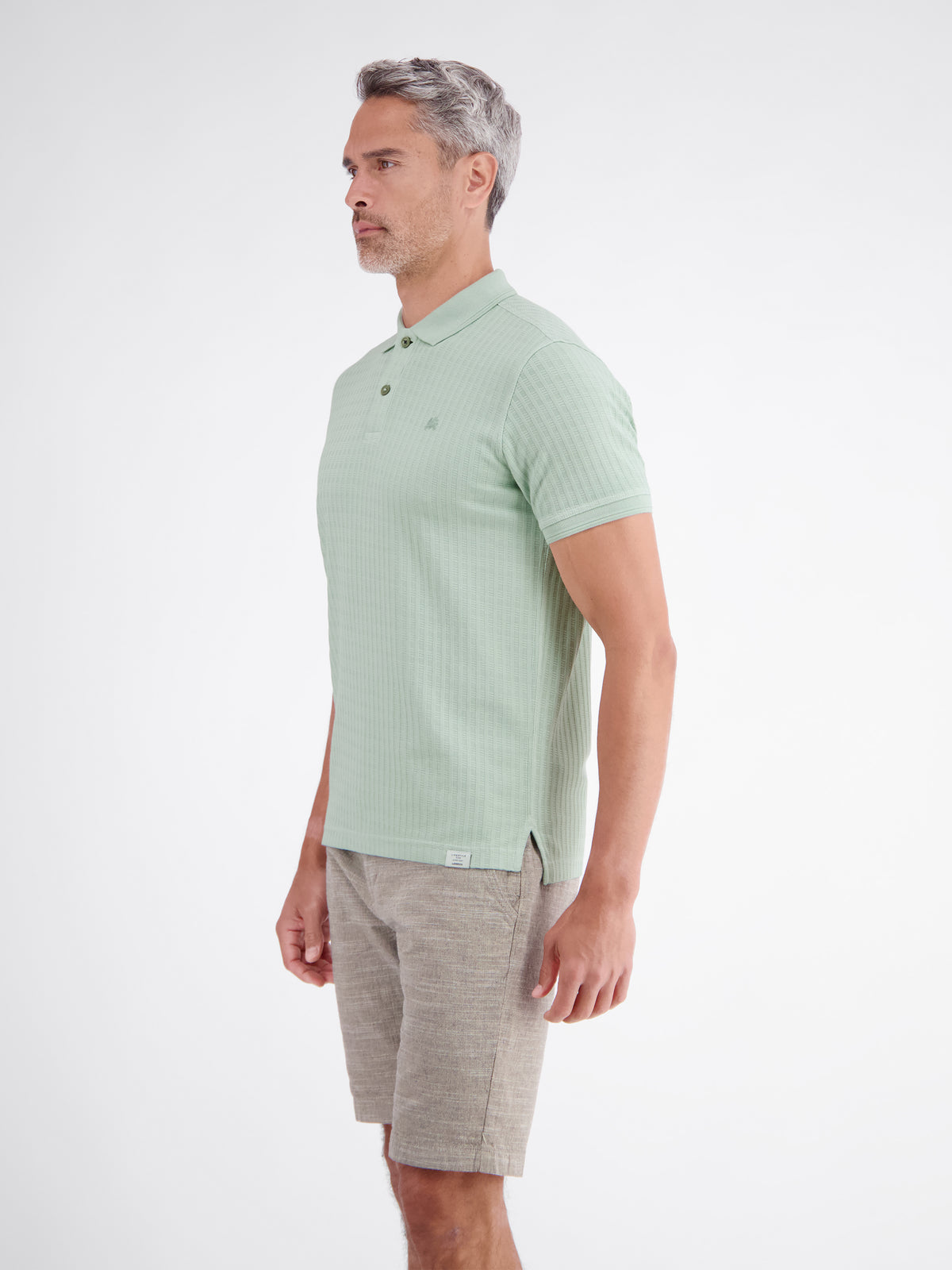 Poloshirt aus Jacquard mit Waffelstruktur in Vintage-Optik