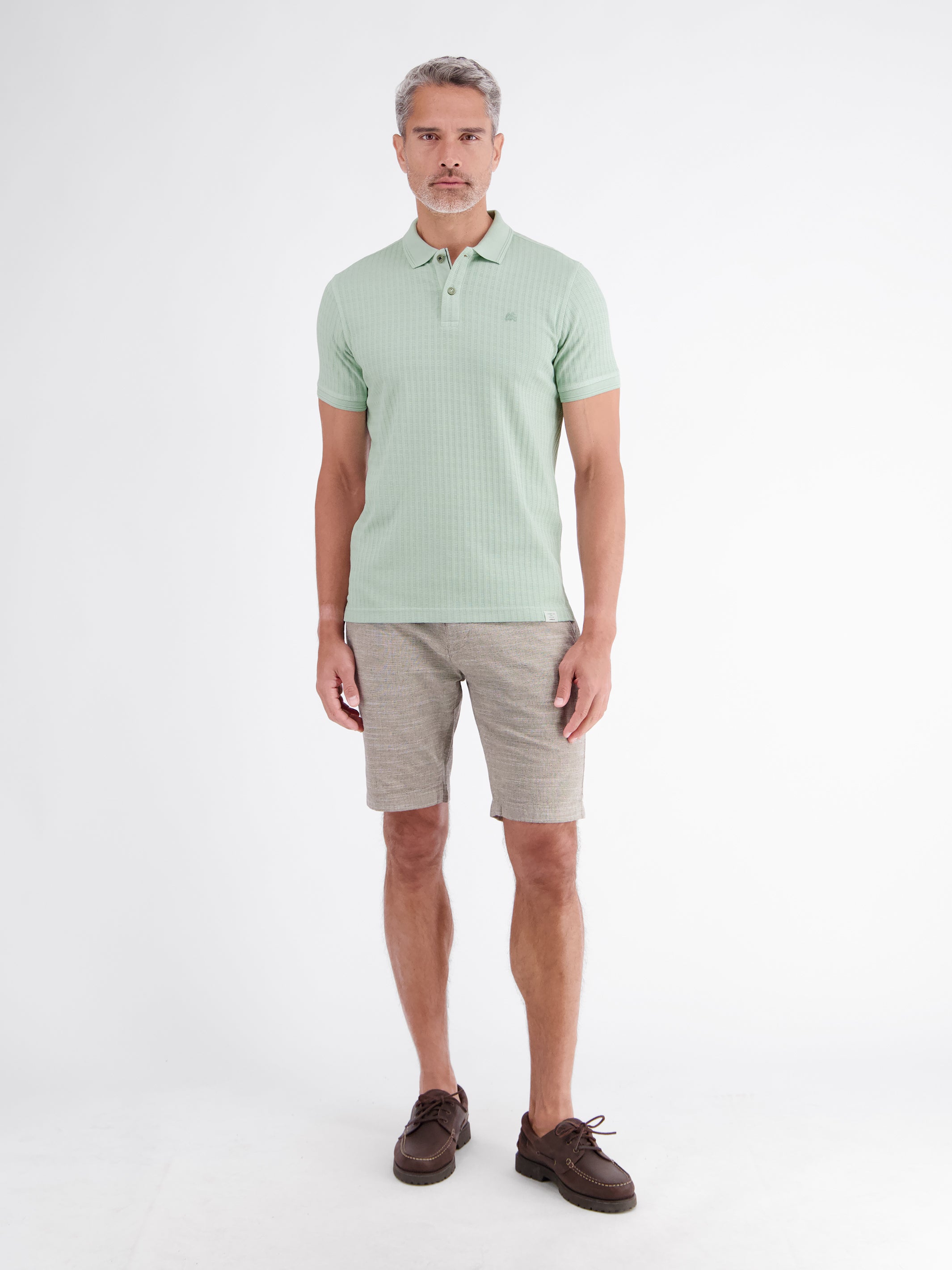 Poloshirt aus Jacquard mit Waffelstruktur in Vintage-Optik
