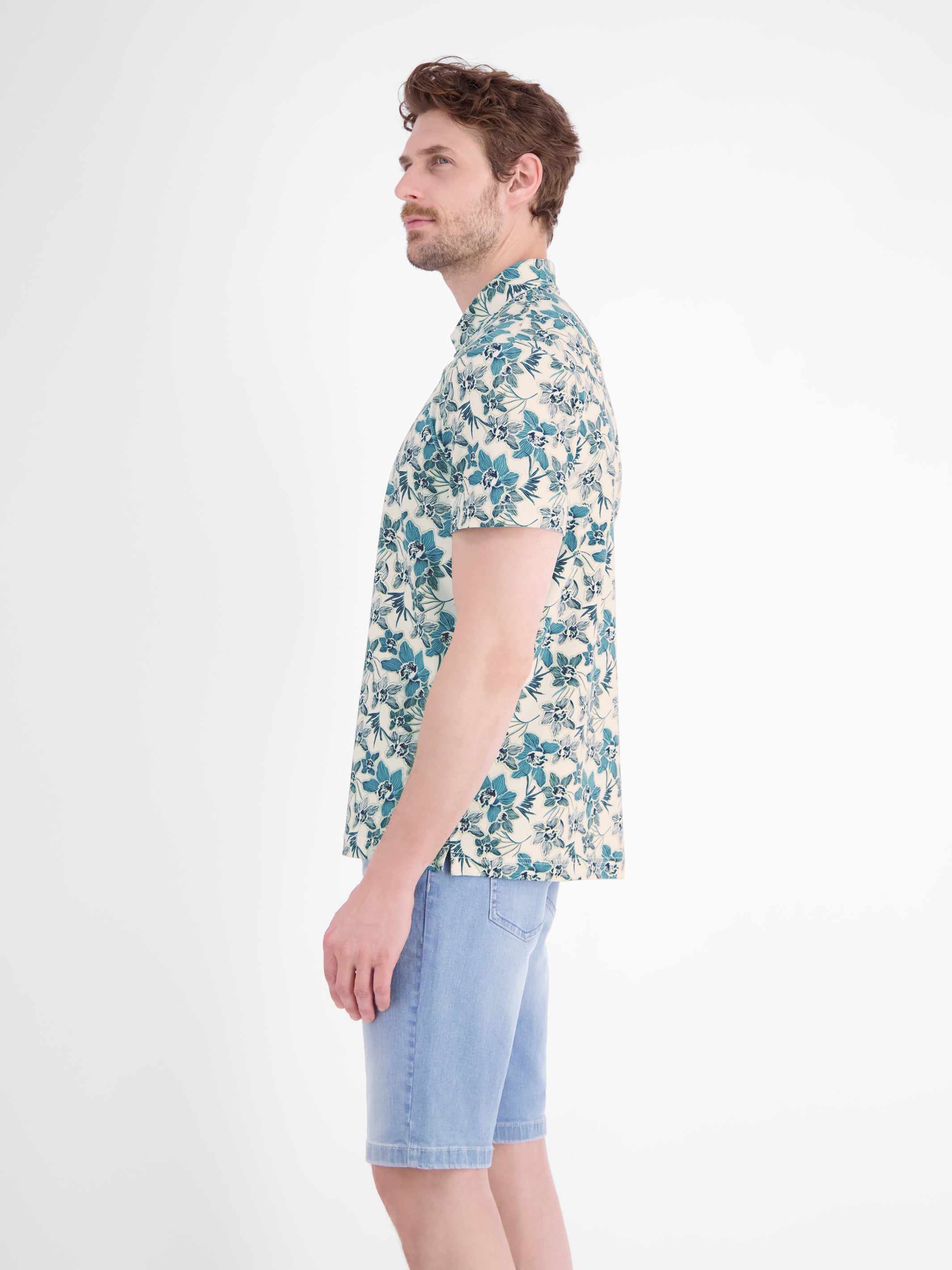 Sommerliches Poloshirt mit angesagtem, floralem Printmuster - Polo Shirt Kurzarm