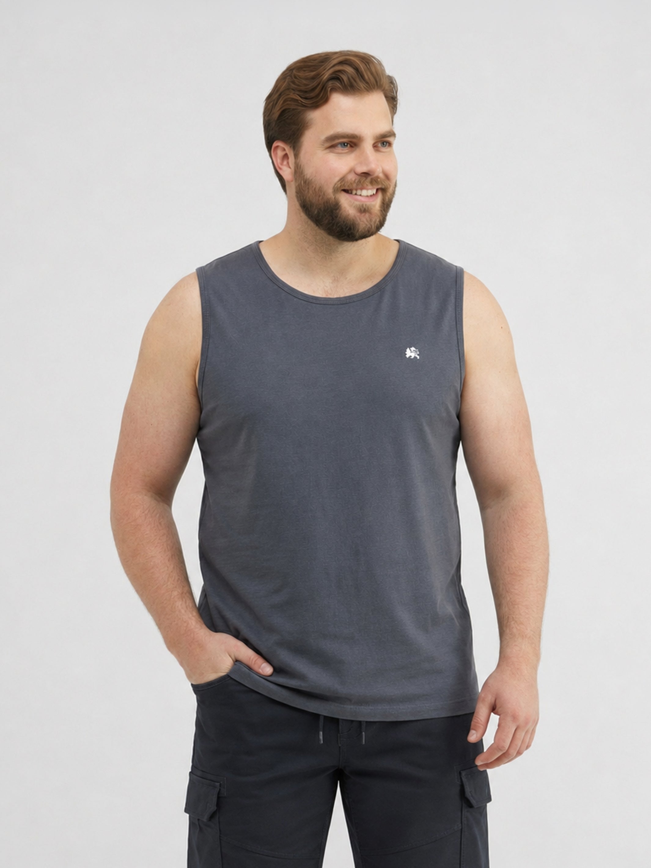 Sportliches Baumwoll-Tanktop mit O-Neck, große Größen - Tank Top