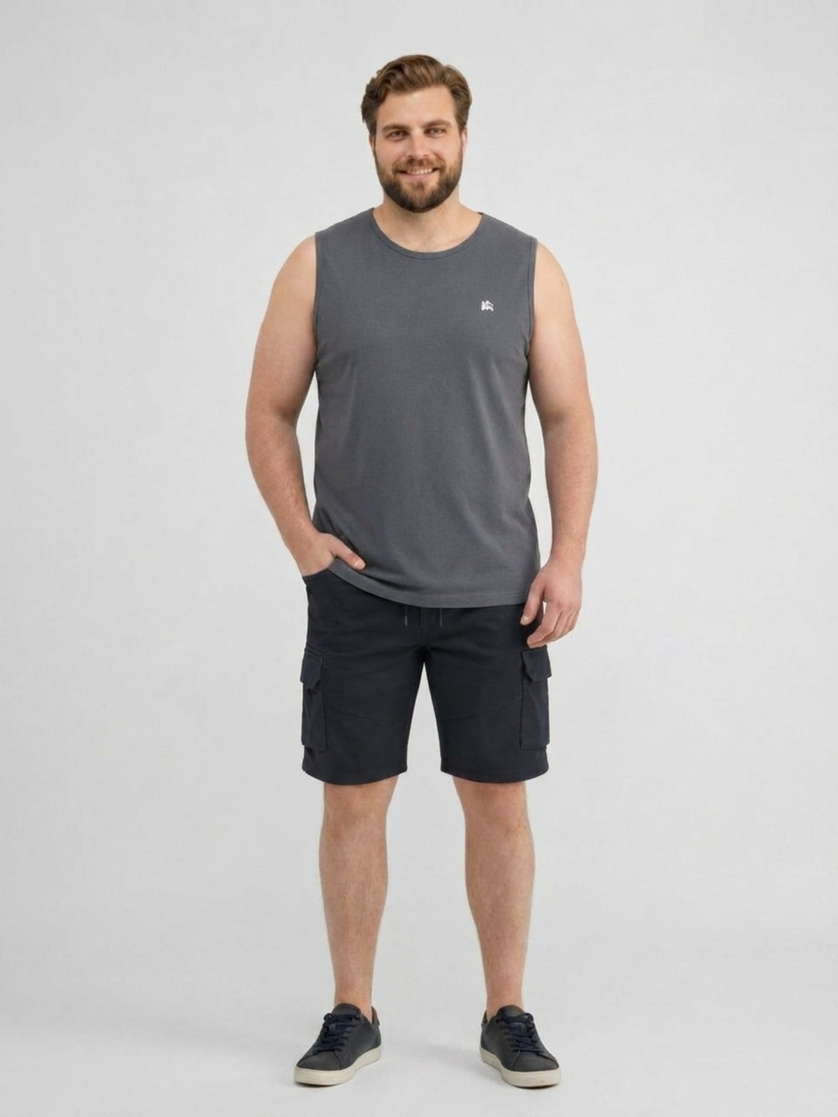 Sportliches Baumwoll-Tanktop mit O-Neck, große Größen - Tank Top