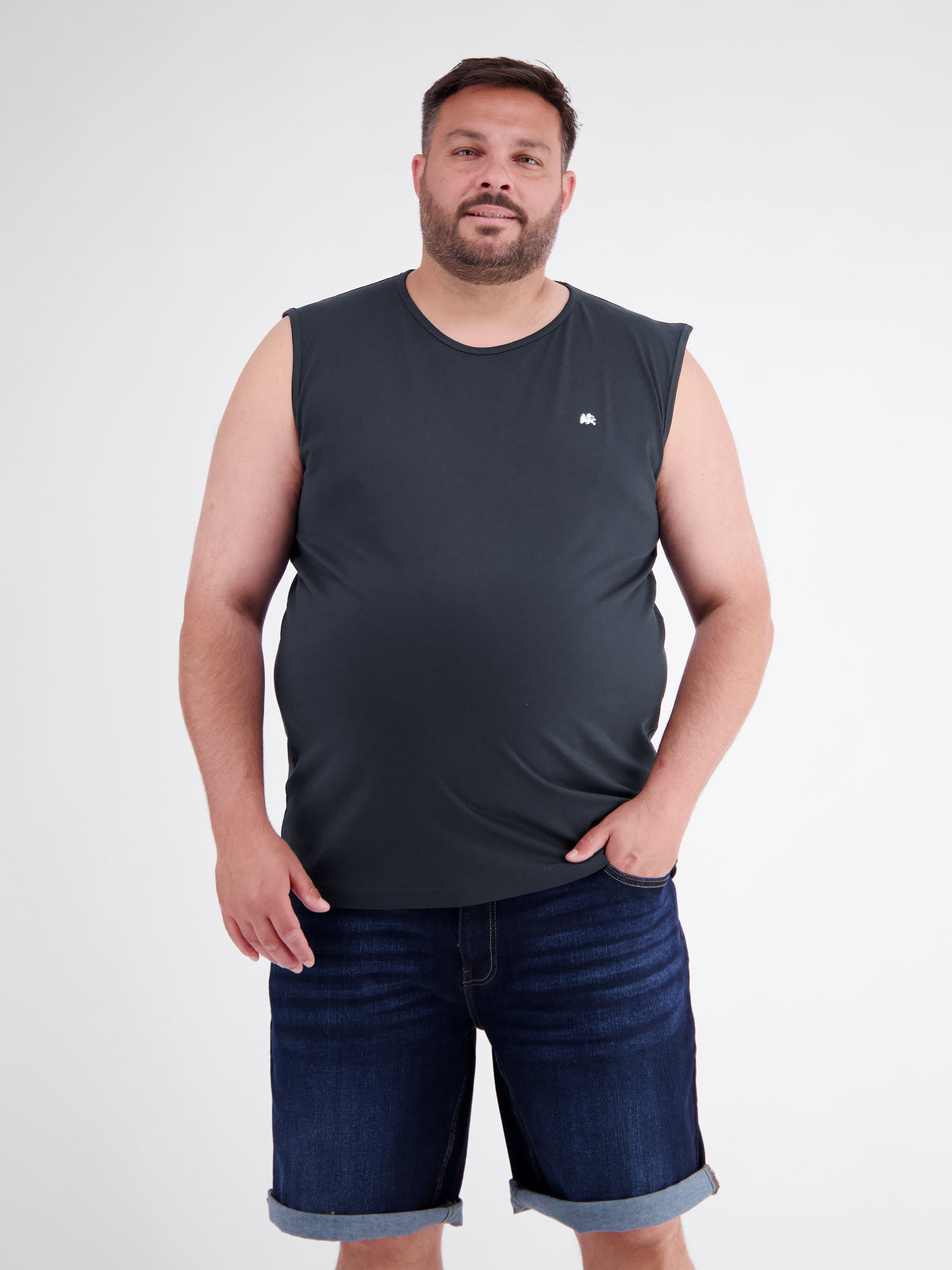 Sporty Cotton Tank Top with O-Neck, Plus Sizes