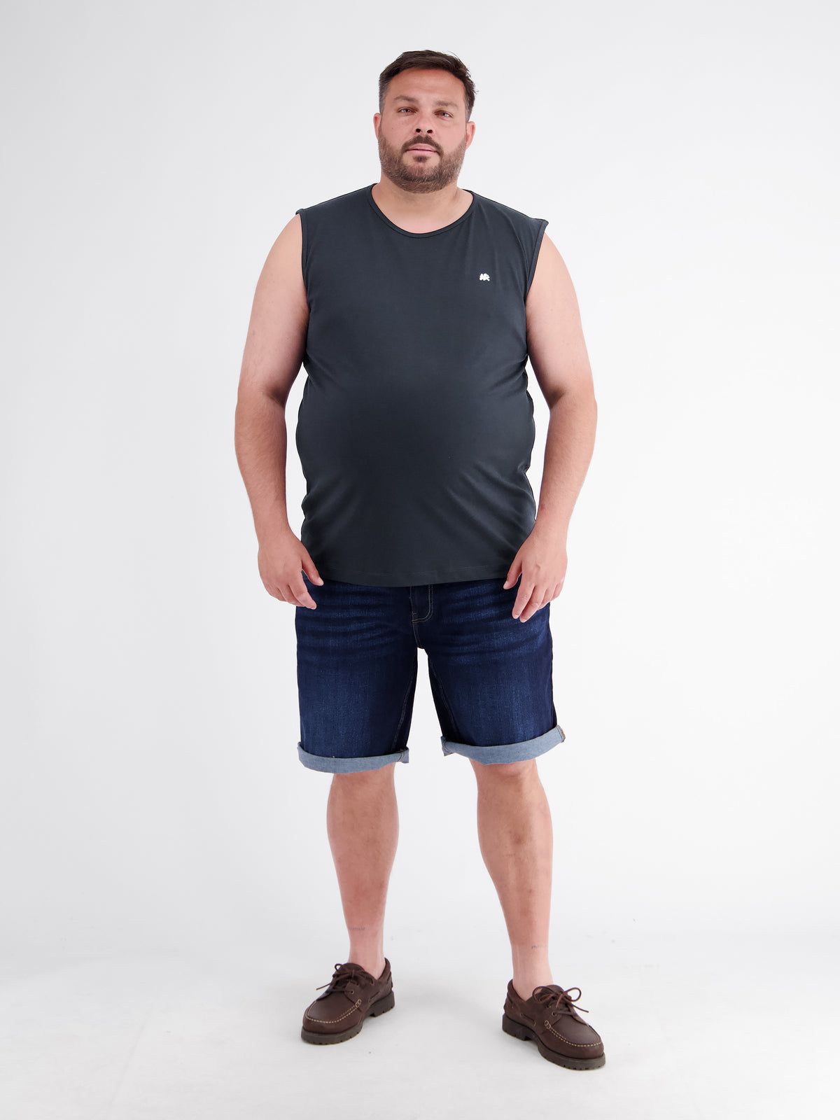 Sporty Cotton Tank Top with O-Neck, Plus Sizes