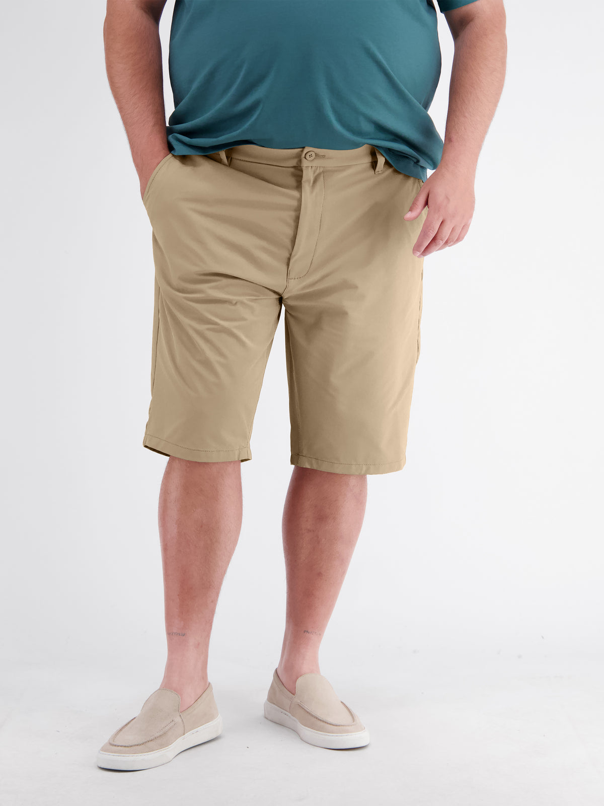 Sporty Nylon-Blend Chino Shorts in Plus Sizes