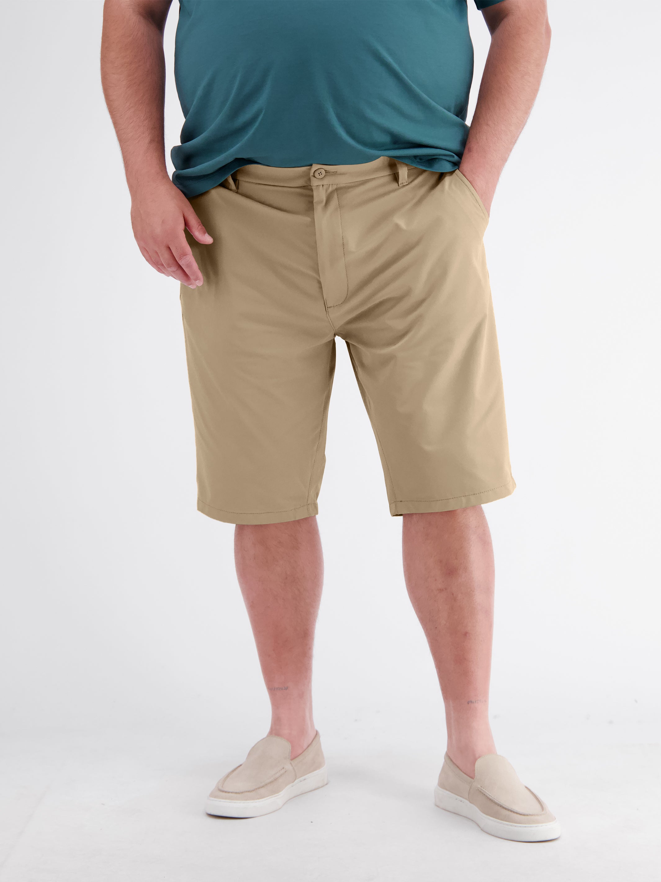 Sporty Nylon-Blend Chino Shorts in Plus Sizes