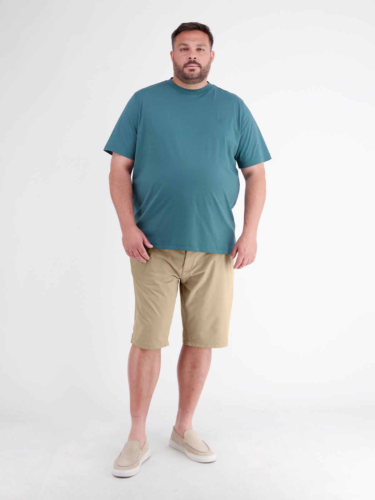 Sporty Nylon-Blend Chino Shorts in Plus Sizes