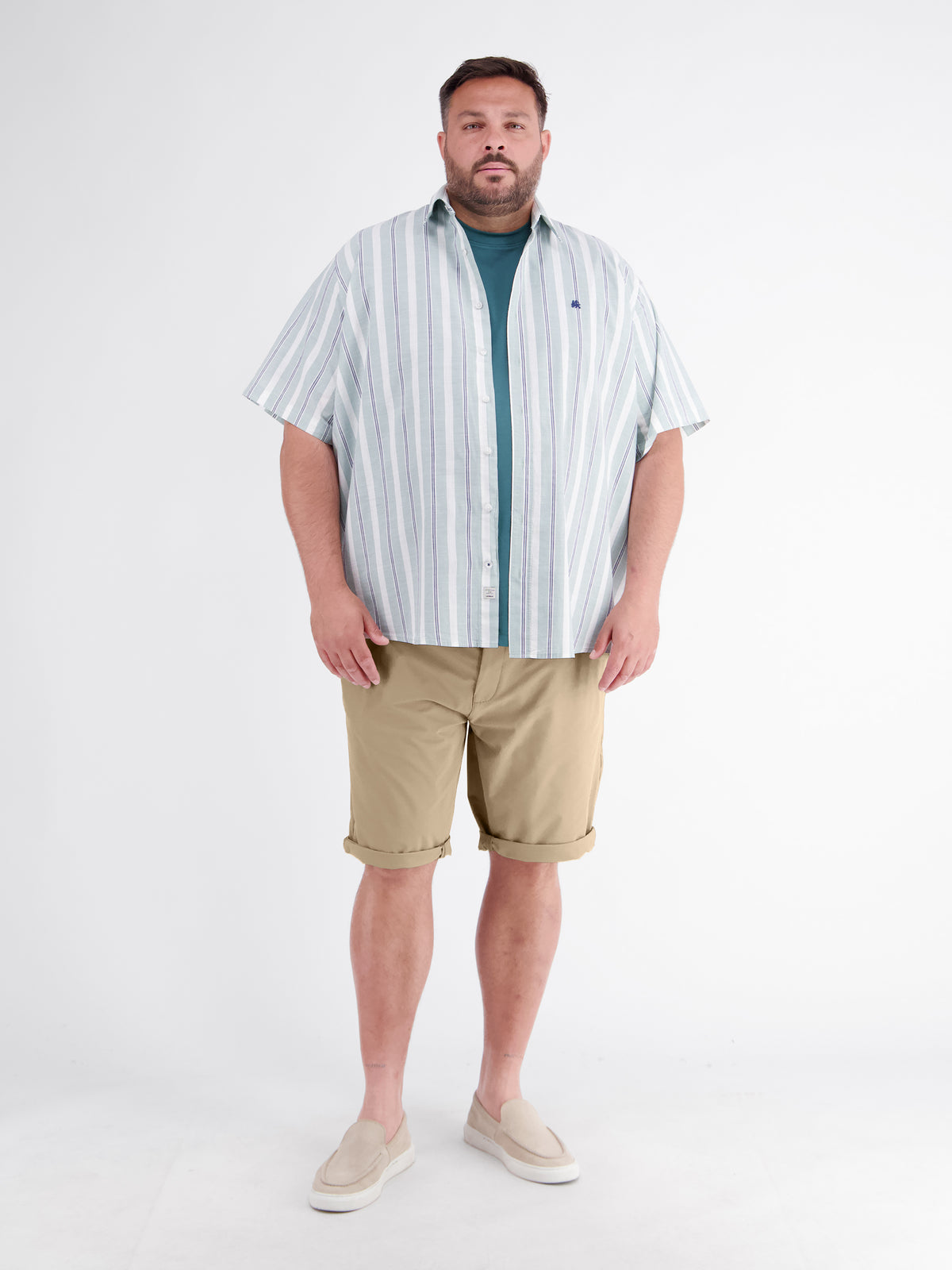 Sporty Nylon-Blend Chino Shorts in Plus Sizes