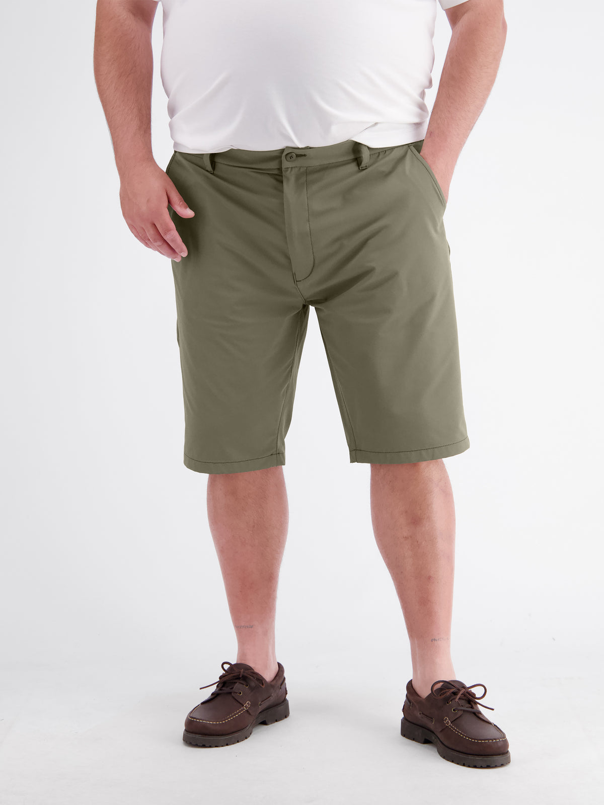 Sporty Nylon-Blend Chino Shorts in Plus Sizes