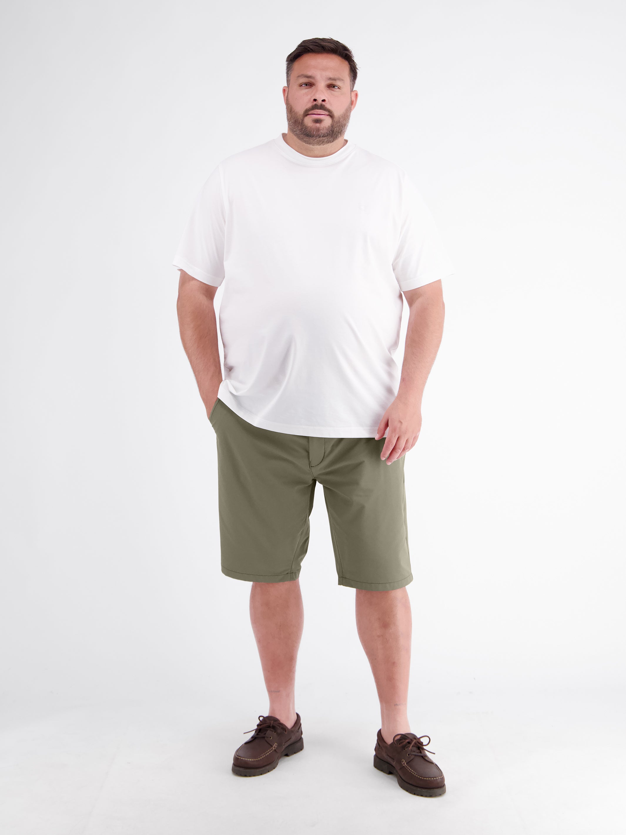 Sporty Nylon-Blend Chino Shorts in Plus Sizes