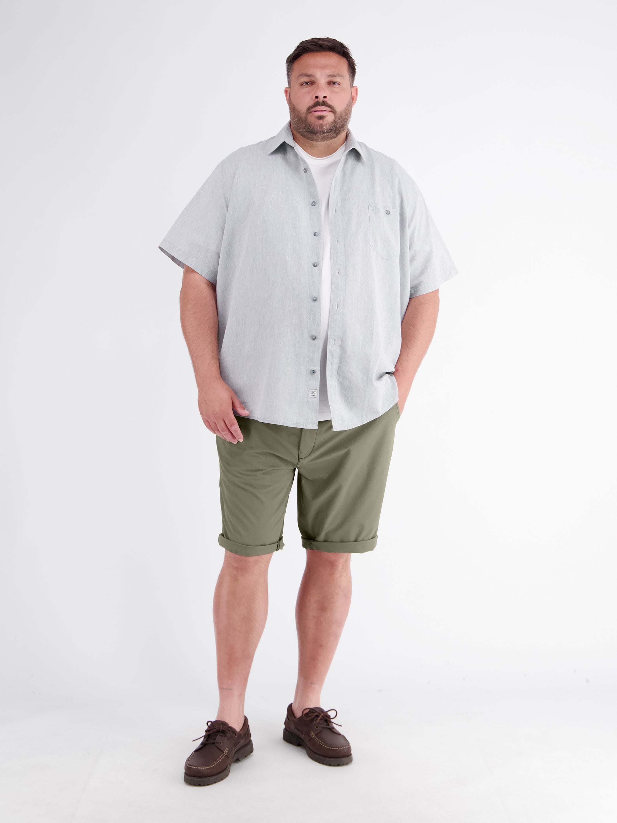 Sporty Nylon-Blend Chino Shorts in Plus Sizes