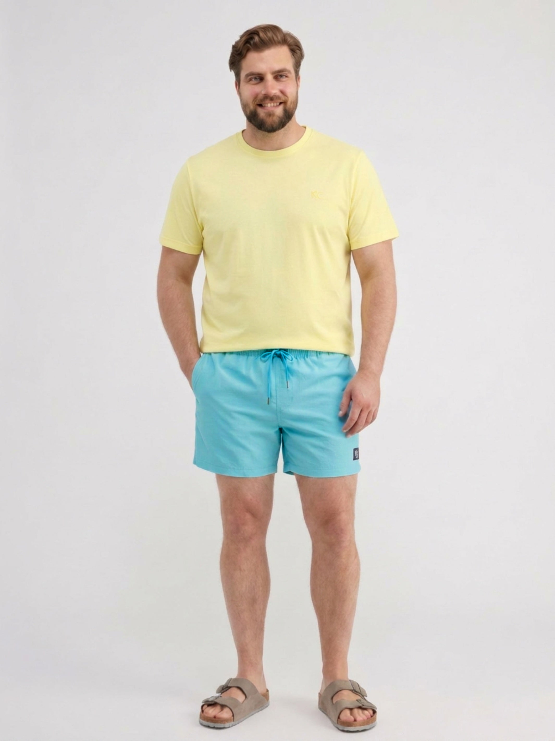 Sportive Schwimmshorts mit Tunnelzugbund in großen Größen - Badehose