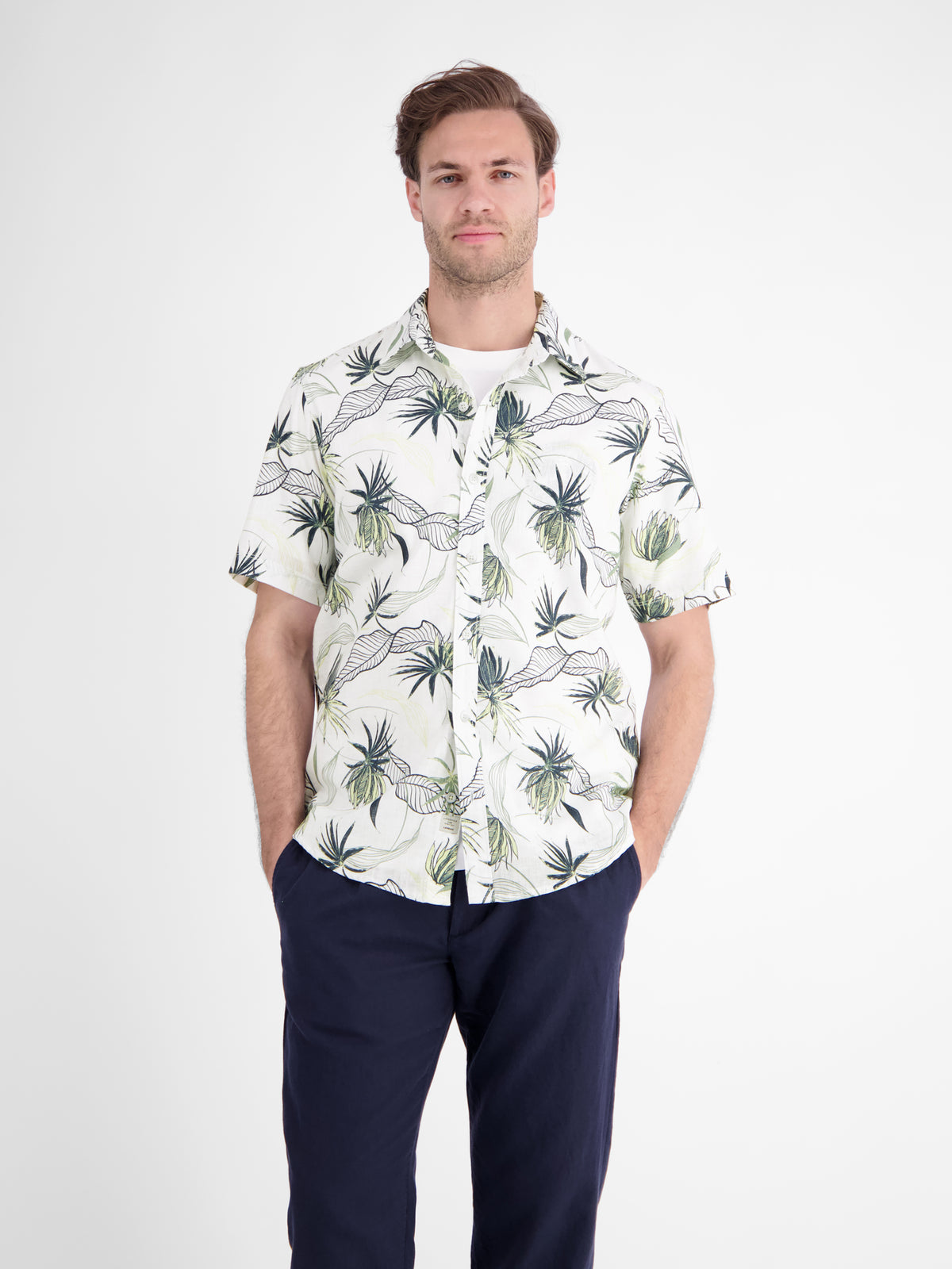 Casual Kurzarmhemd mit floralem Print aus leichtem Material - Kurzarmhemd