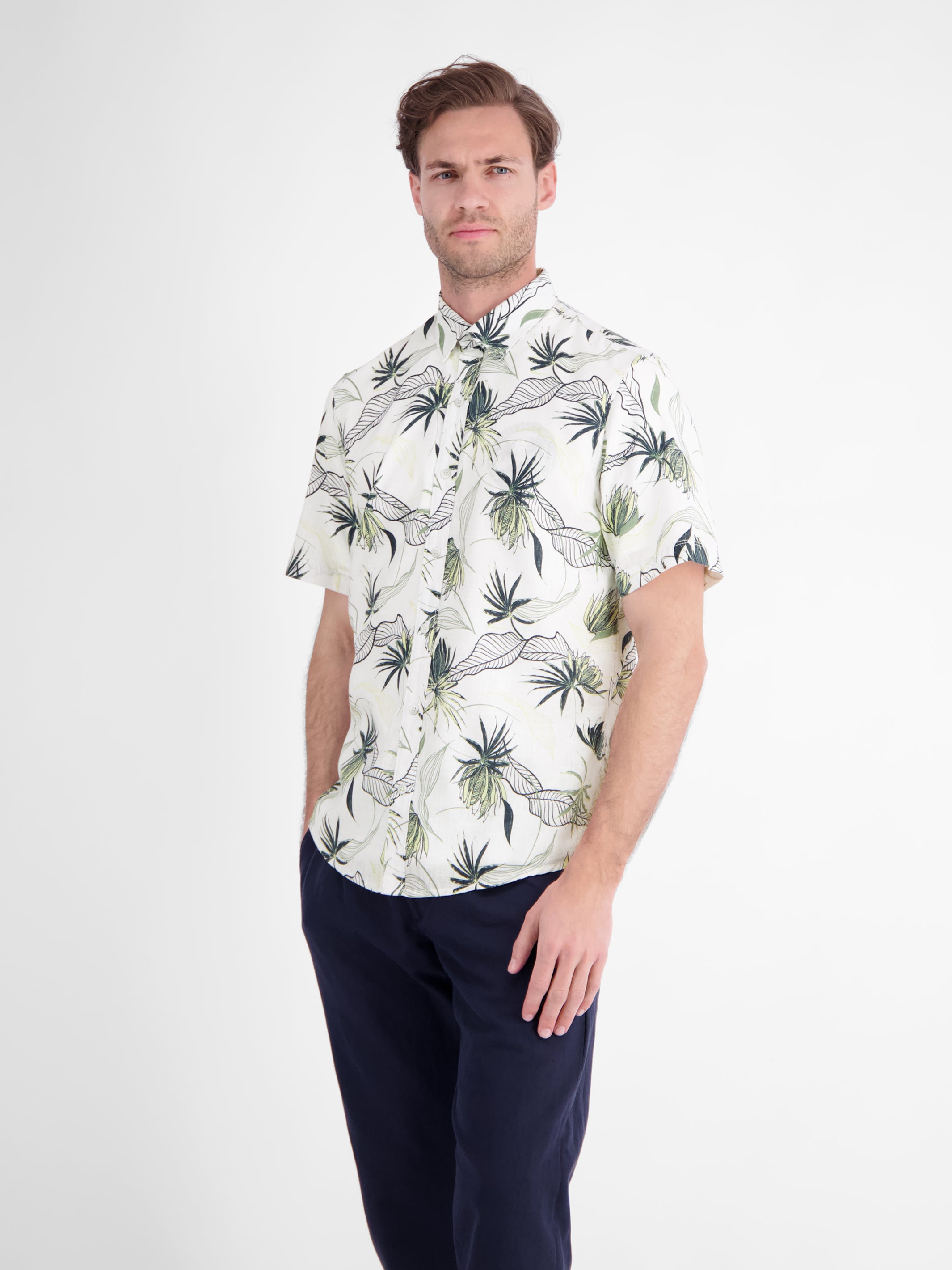 Casual Kurzarmhemd mit floralem Print aus leichtem Material - Kurzarmhemd