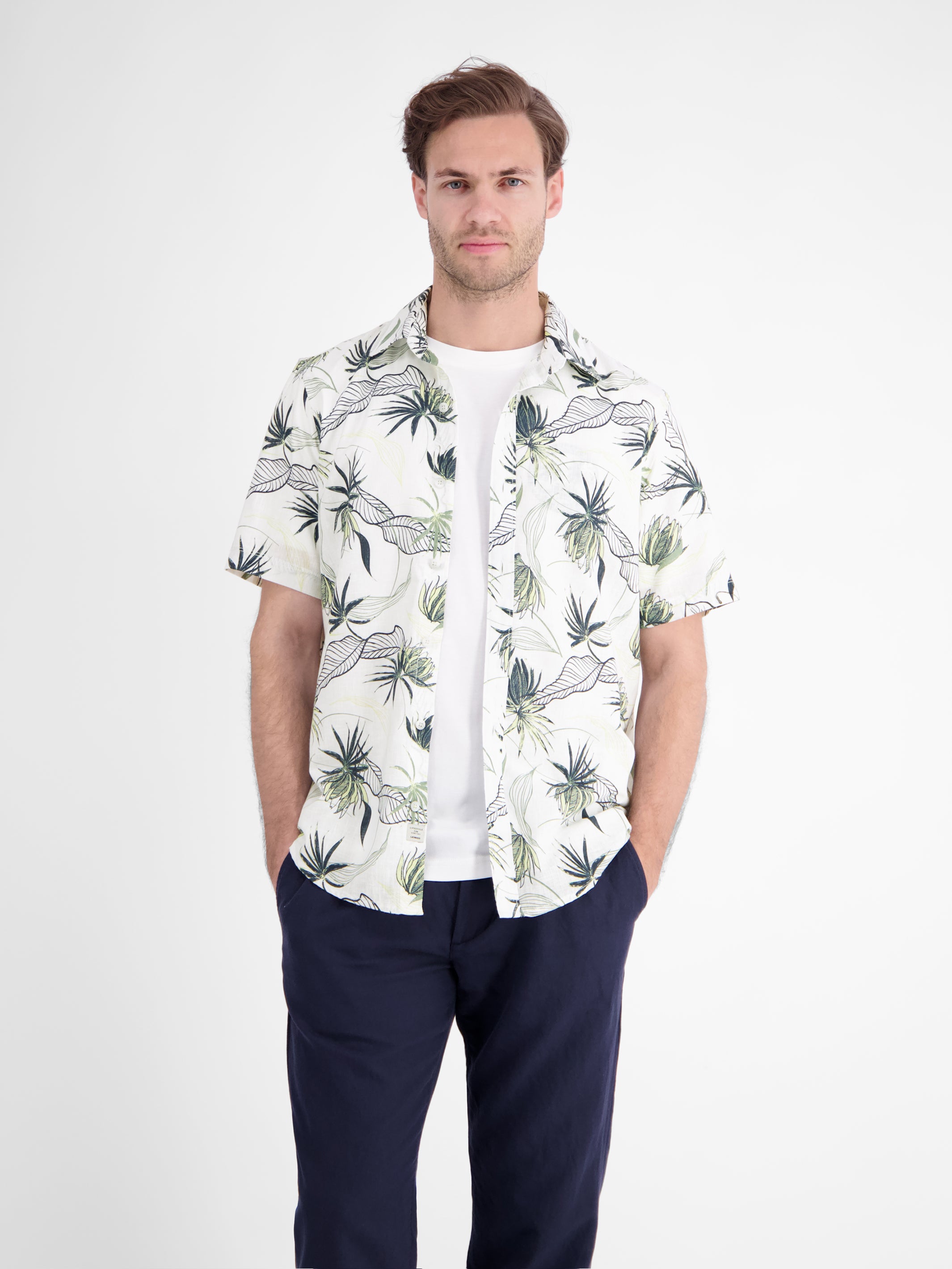 Casual Kurzarmhemd mit floralem Print aus leichtem Material - Kurzarmhemd