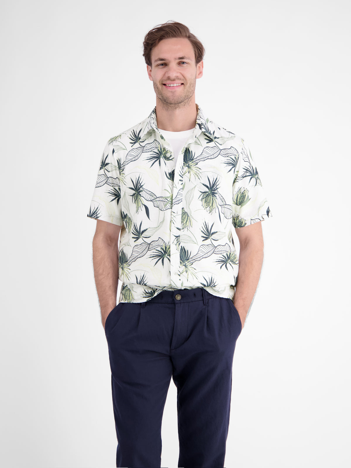 Casual Kurzarmhemd mit floralem Print aus leichtem Material - Kurzarmhemd