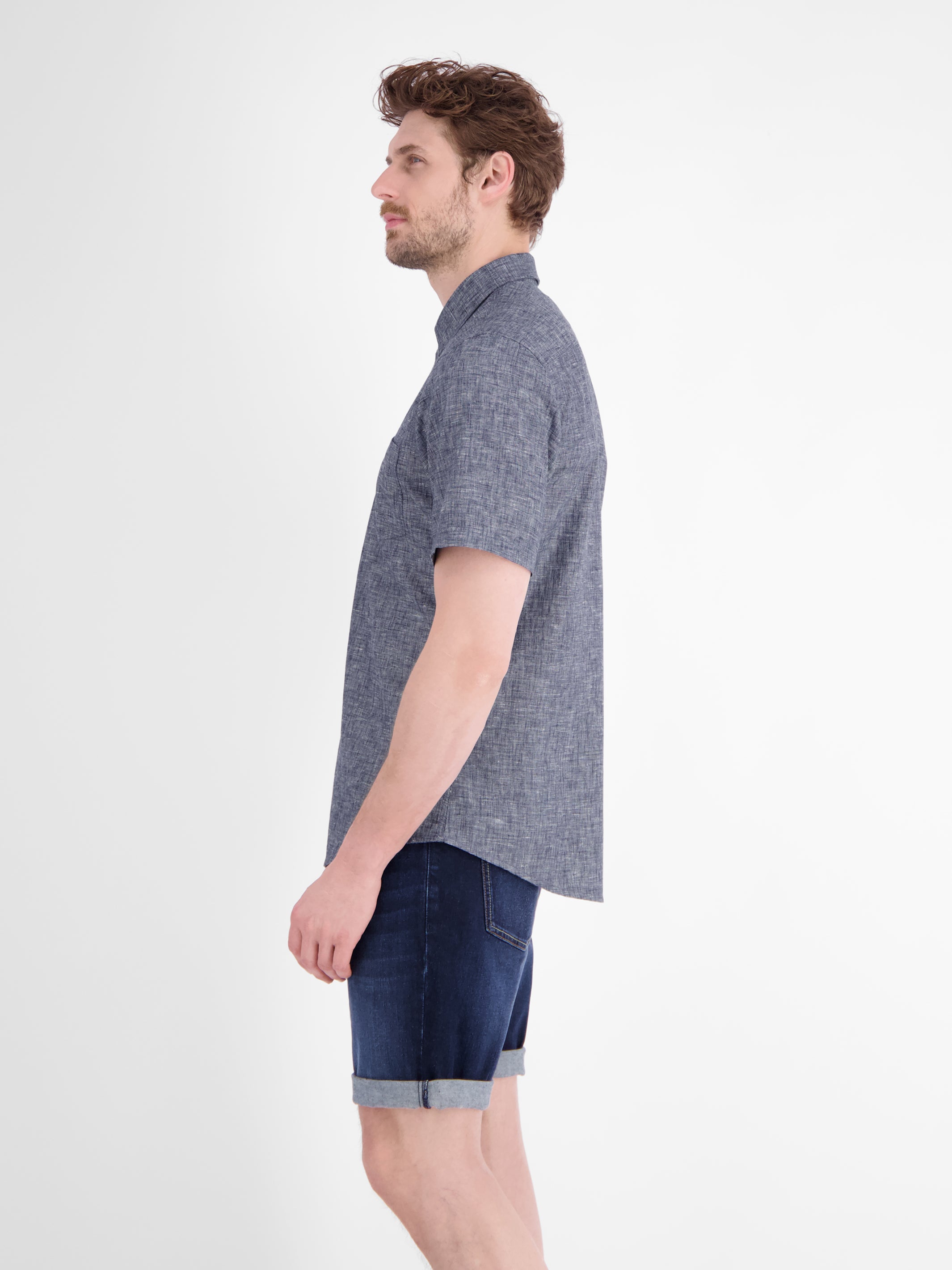 Kurzarmhemd, unifarben aus pflegeleichtem Materialmix - Kurzarmhemd