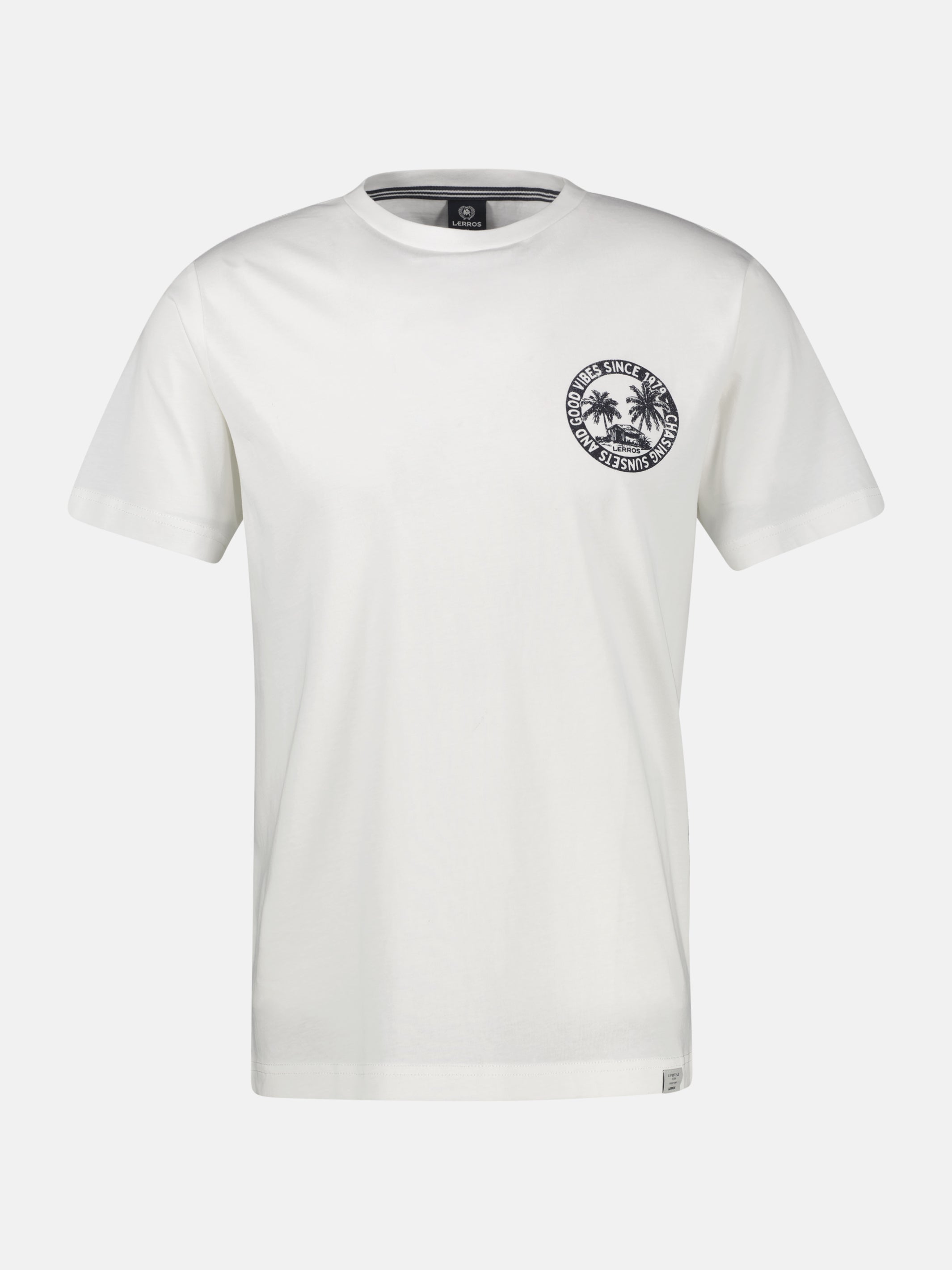 Lässiges, unifarbenes T-Shirt aus reiner Baumwolle mit Print - T-Shirt Rundhals