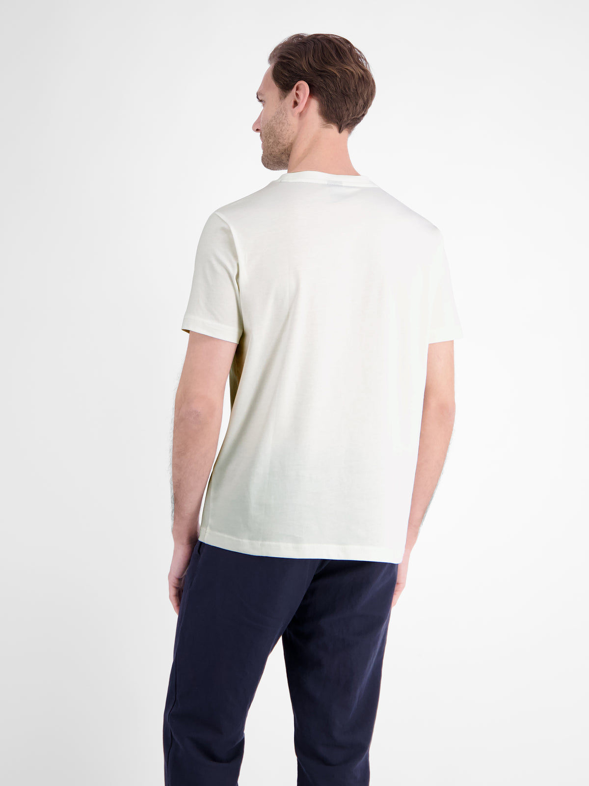 Lässiges, unifarbenes T-Shirt aus reiner Baumwolle mit Print - T-Shirt Rundhals
