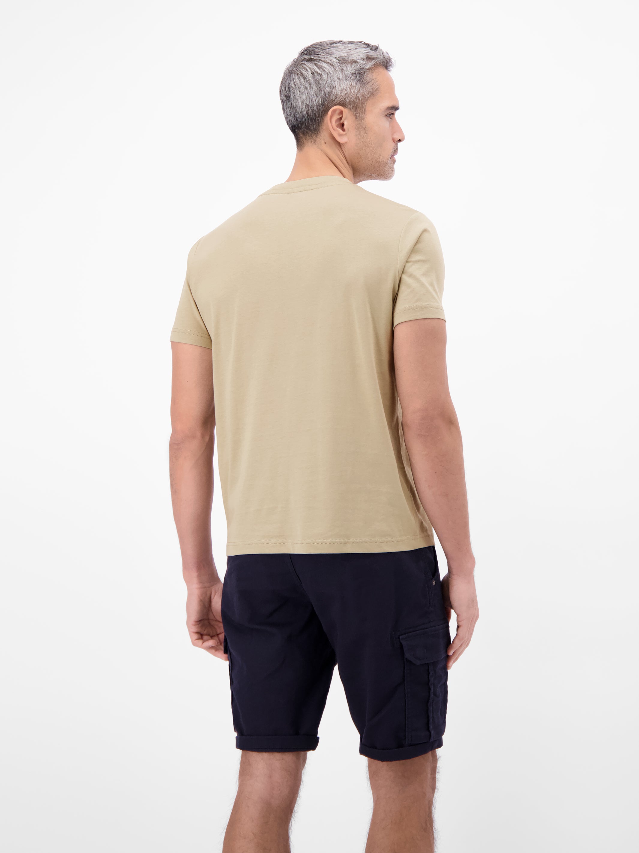 Lässiges, unifarbenes T-Shirt aus reiner Baumwolle mit Print - T-Shirt Rundhals