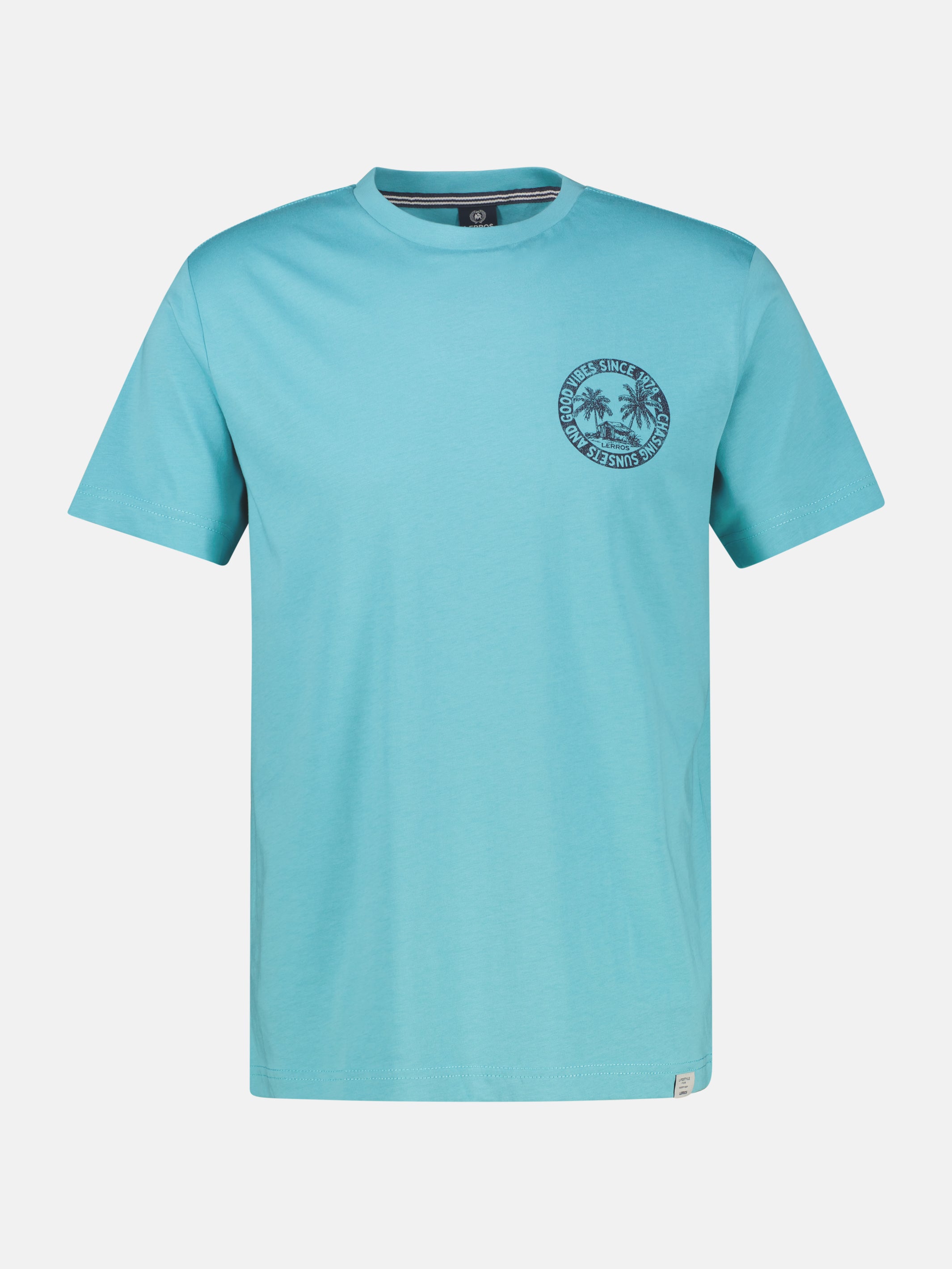 Lässiges, unifarbenes T-Shirt aus reiner Baumwolle mit Print - T-Shirt Rundhals