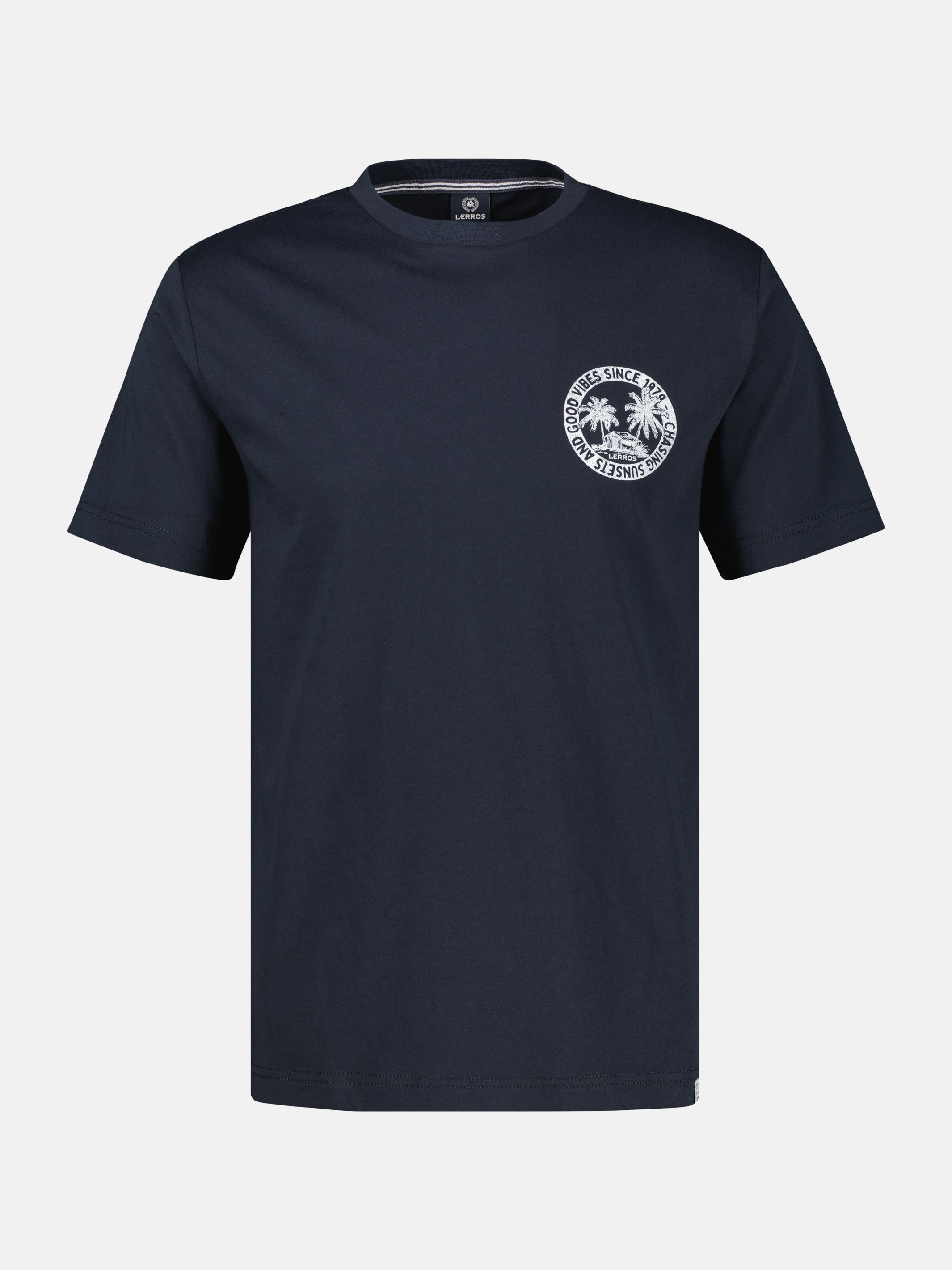 Lässiges, unifarbenes T-Shirt aus reiner Baumwolle mit Print - T-Shirt Rundhals