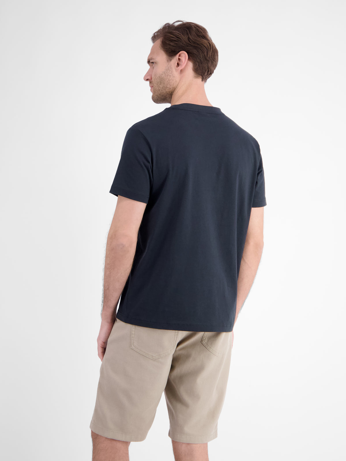 Lässiges, unifarbenes T-Shirt aus reiner Baumwolle mit Print - T-Shirt Rundhals