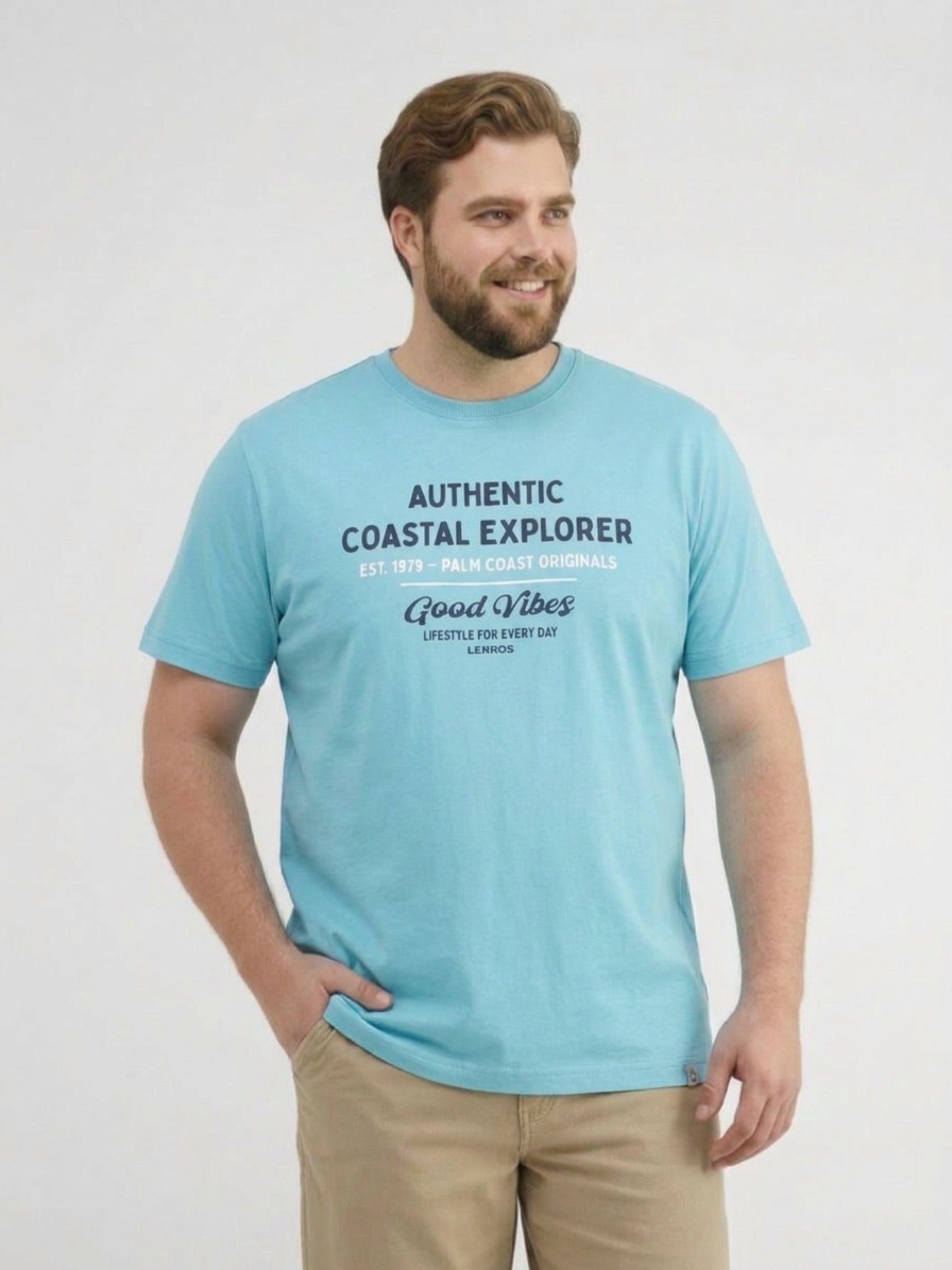 Sommerliches T-Shirt aus Baumwolle mit O-Neck, große Größen - T-Shirt Rundhals