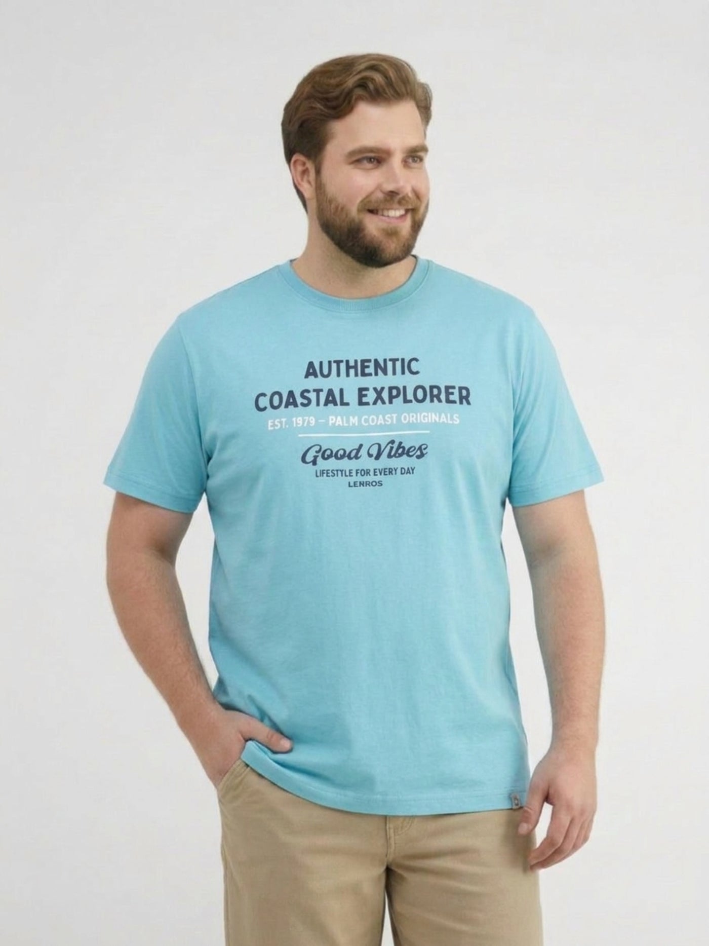 Sommerliches T-Shirt aus Baumwolle mit O-Neck, große Größen - T-Shirt Rundhals