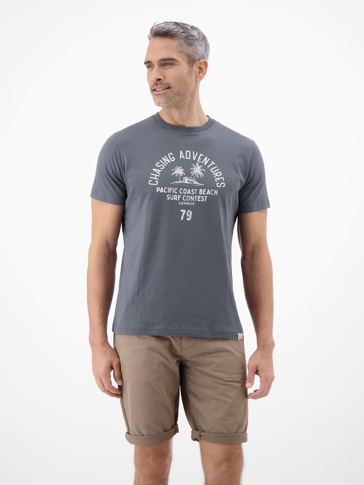 T-Shirt mit O-Neck aus softer Baumwolle mit Summervibe-Print - T-Shirt Rundhals