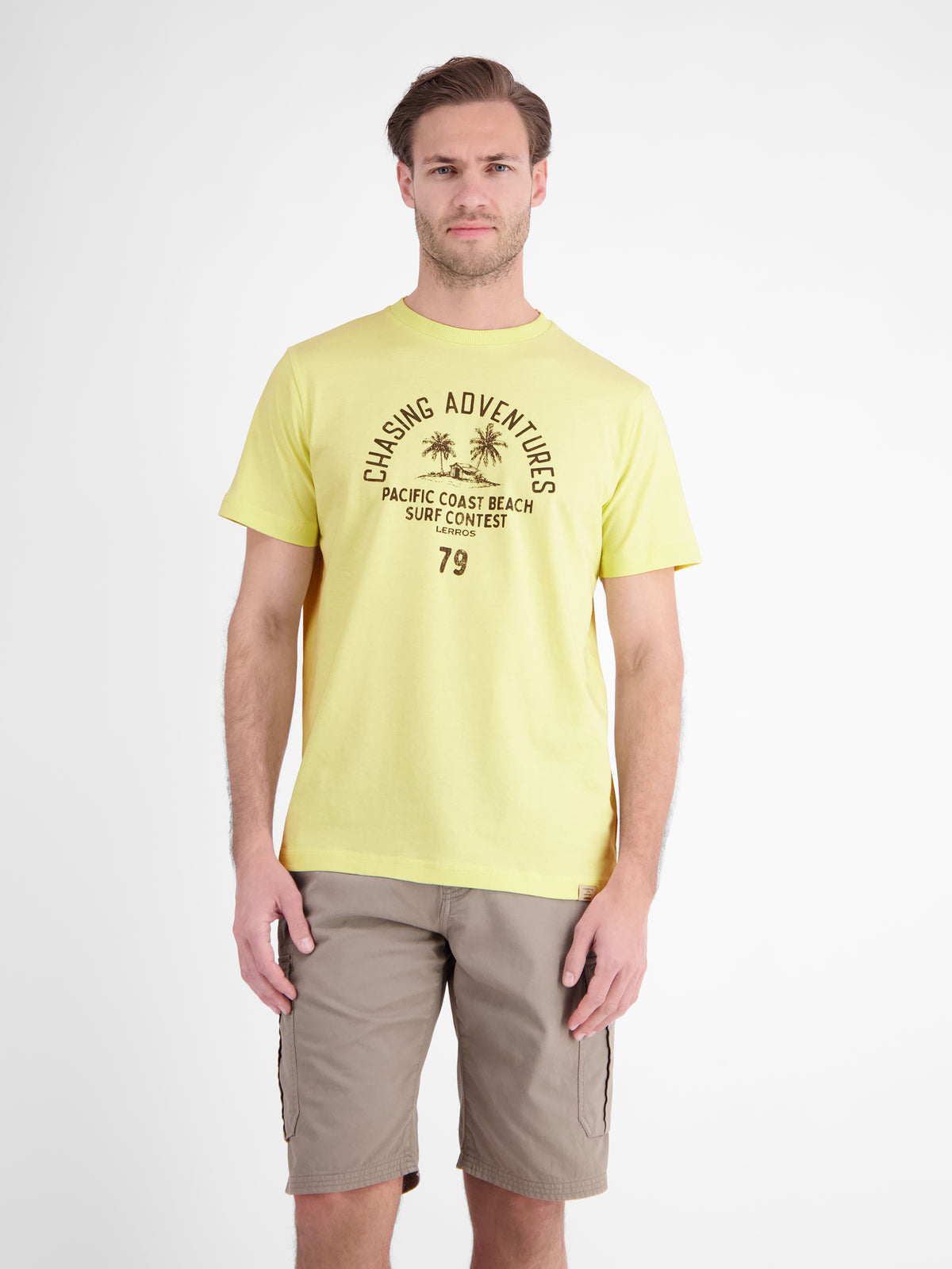 T-Shirt mit O-Neck aus softer Baumwolle mit Summervibe-Print - T-Shirt Rundhals