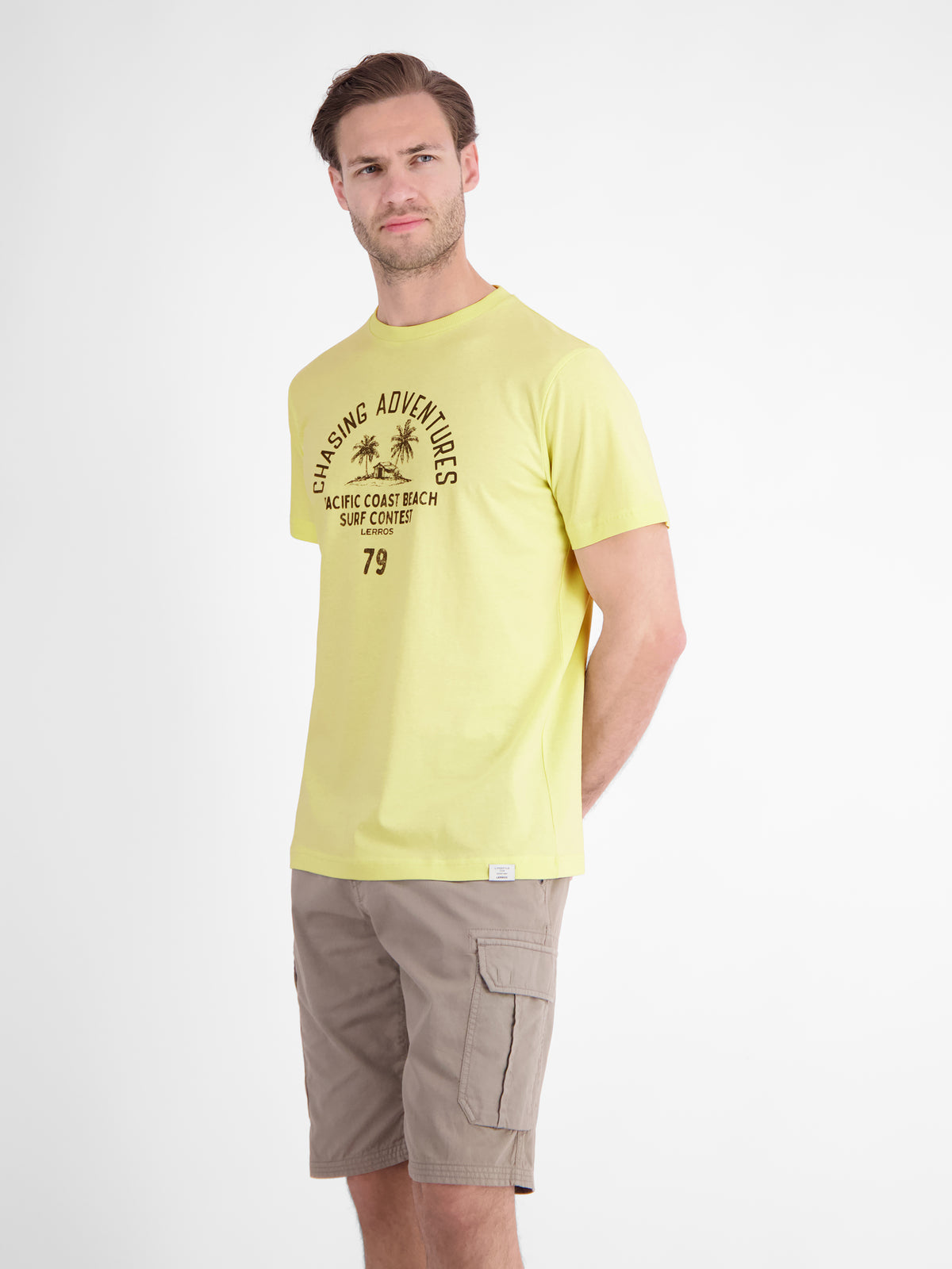 T-Shirt mit O-Neck aus softer Baumwolle mit Summervibe-Print - T-Shirt Rundhals