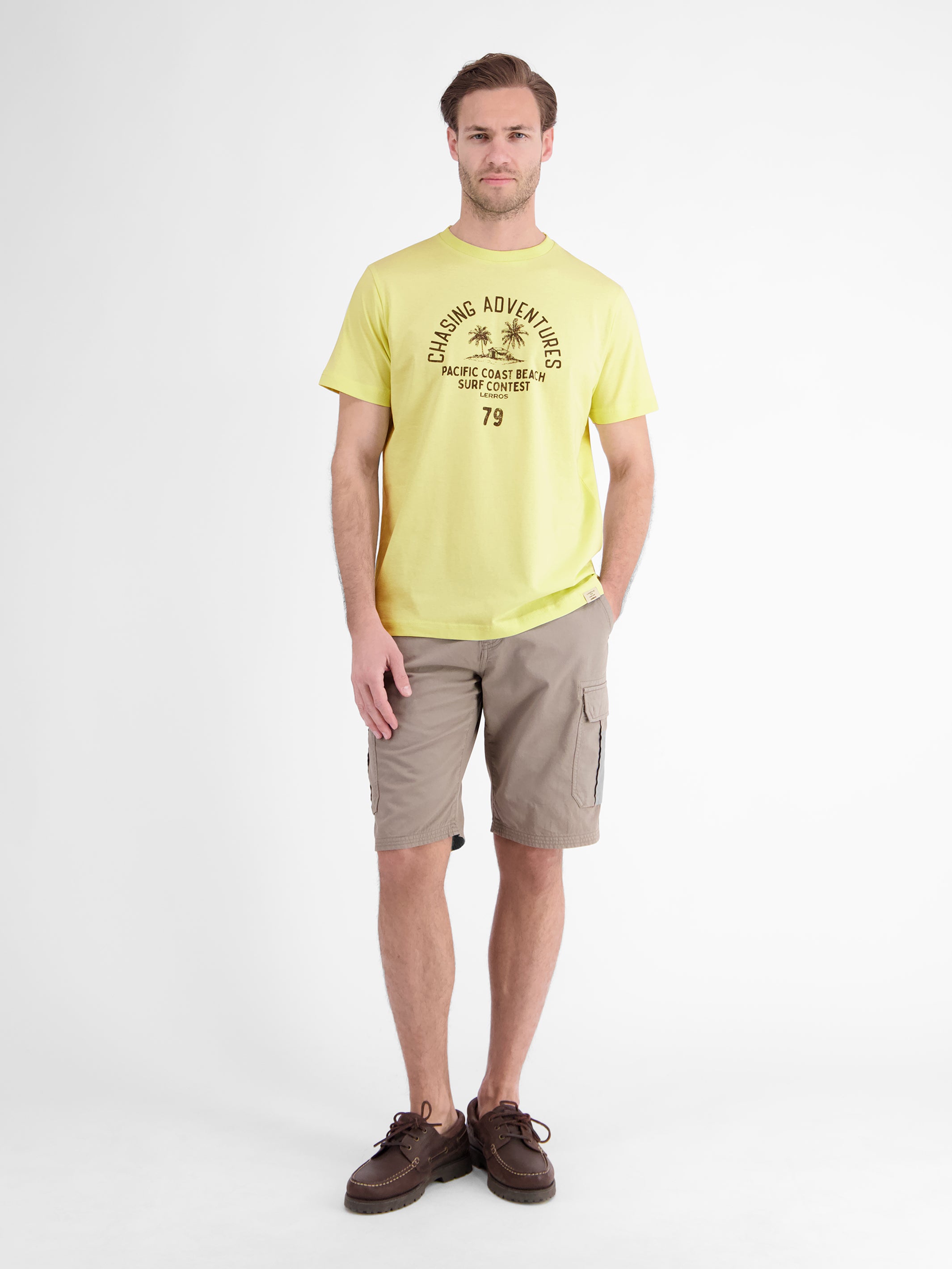 T-Shirt mit O-Neck aus softer Baumwolle mit Summervibe-Print - T-Shirt Rundhals