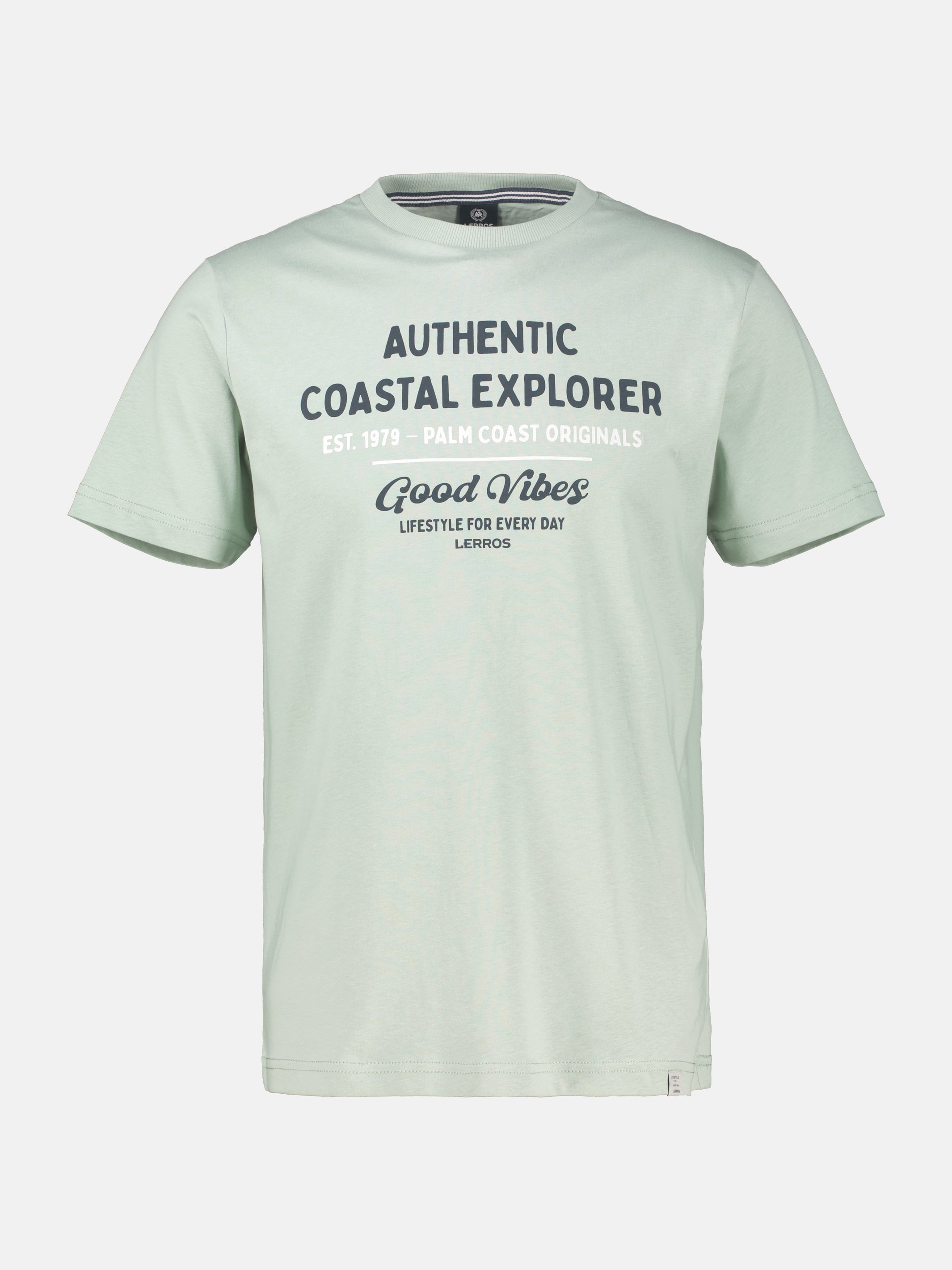 T-Shirt mit O-Neck aus softer Baumwolle mit Summervibe-Print - T-Shirt Rundhals